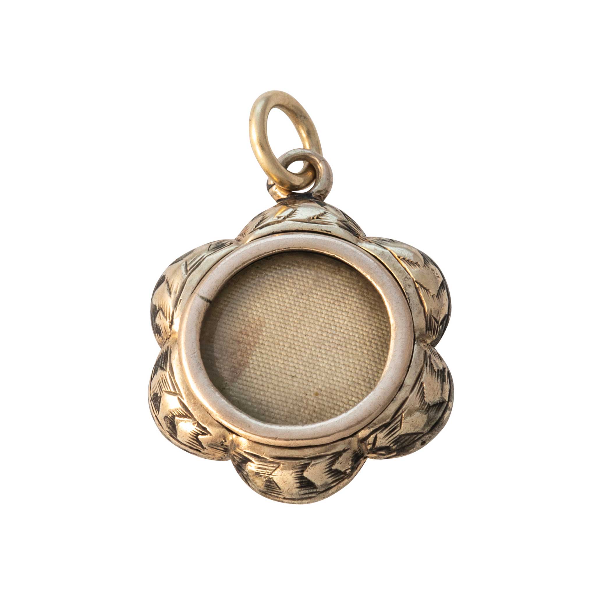 Victorian 14K Gold Engraved Mourning Pendant