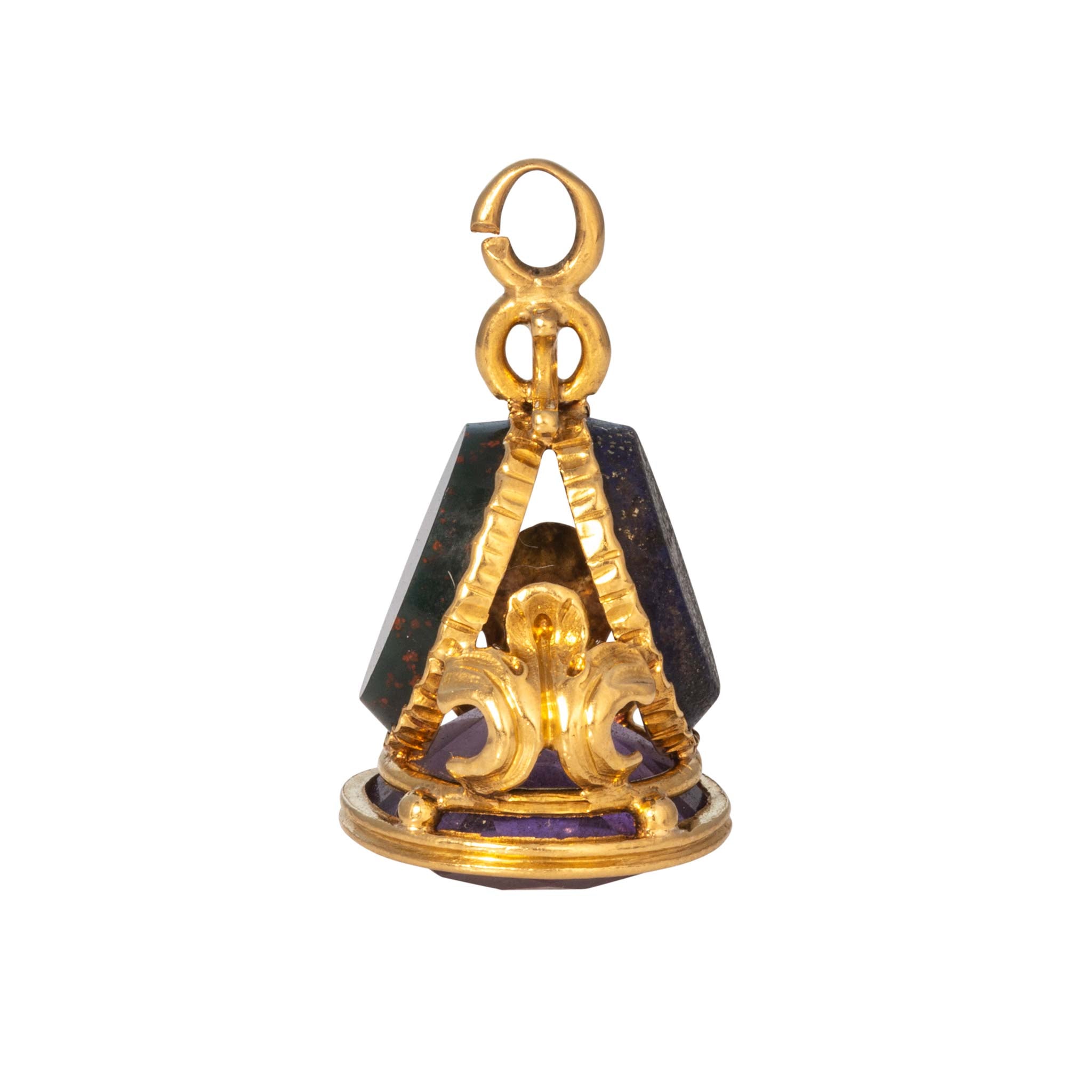 Victorian Multi-Stone 18K Gold Fob Pendant