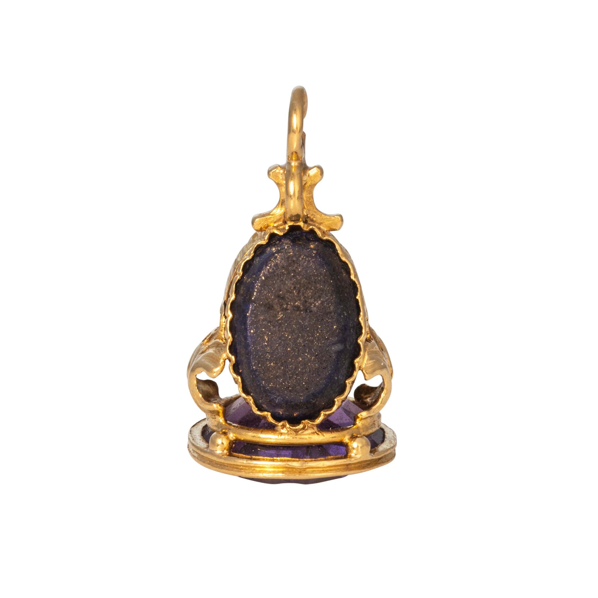 Victorian Multi-Stone 18K Gold Fob Pendant