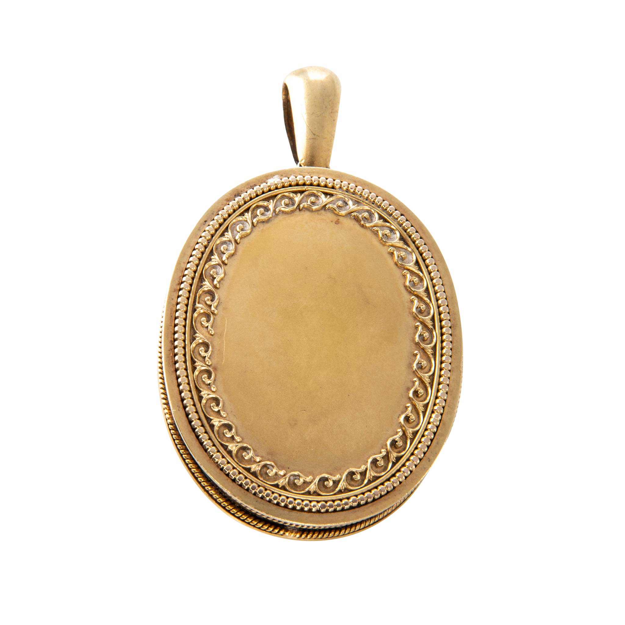 Victorian Pearl Starburst 15K Gold Oval Locket Pendant