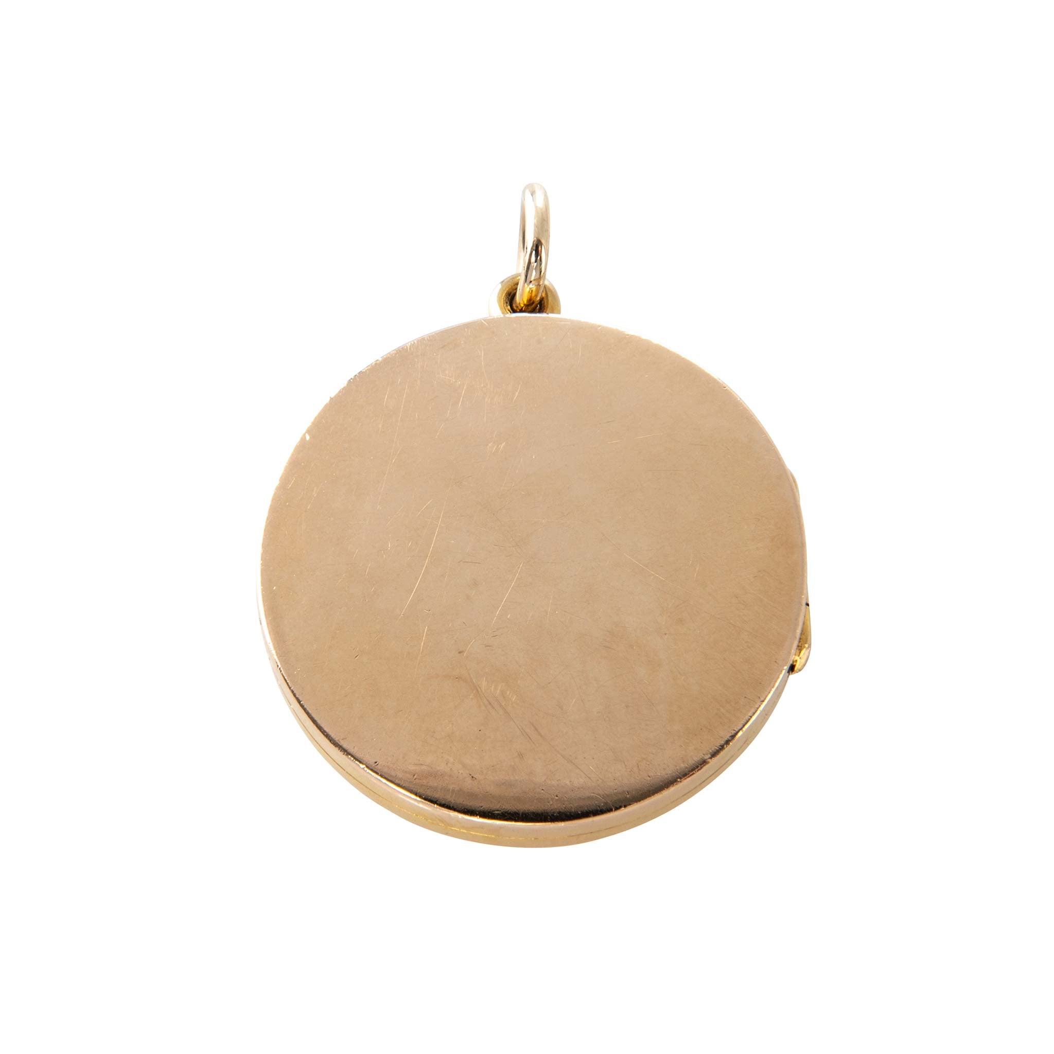 Victorian 15K Gold Plain Round Locket Pendant