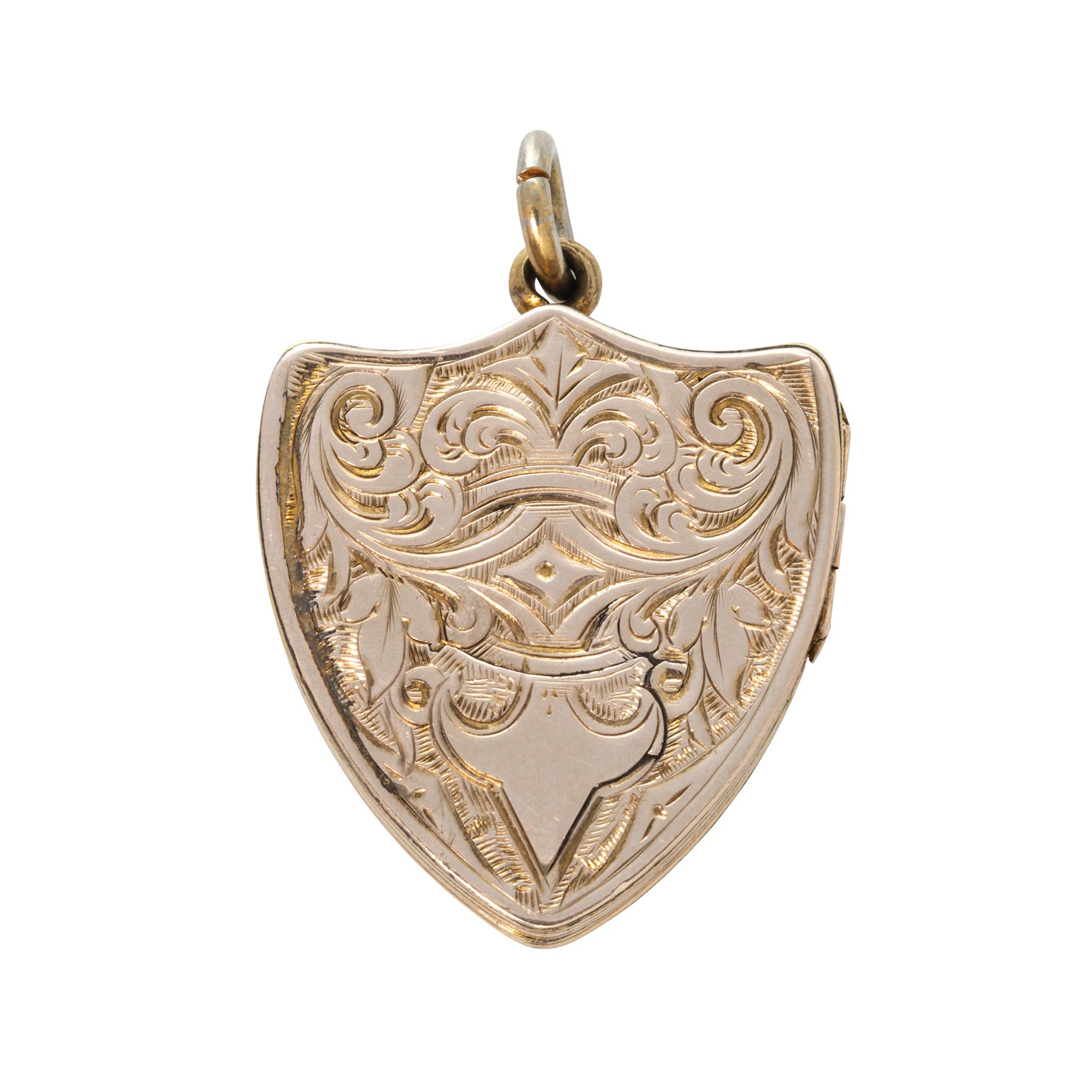 Victorian Agate 9K Gold Shield Locket Pendant