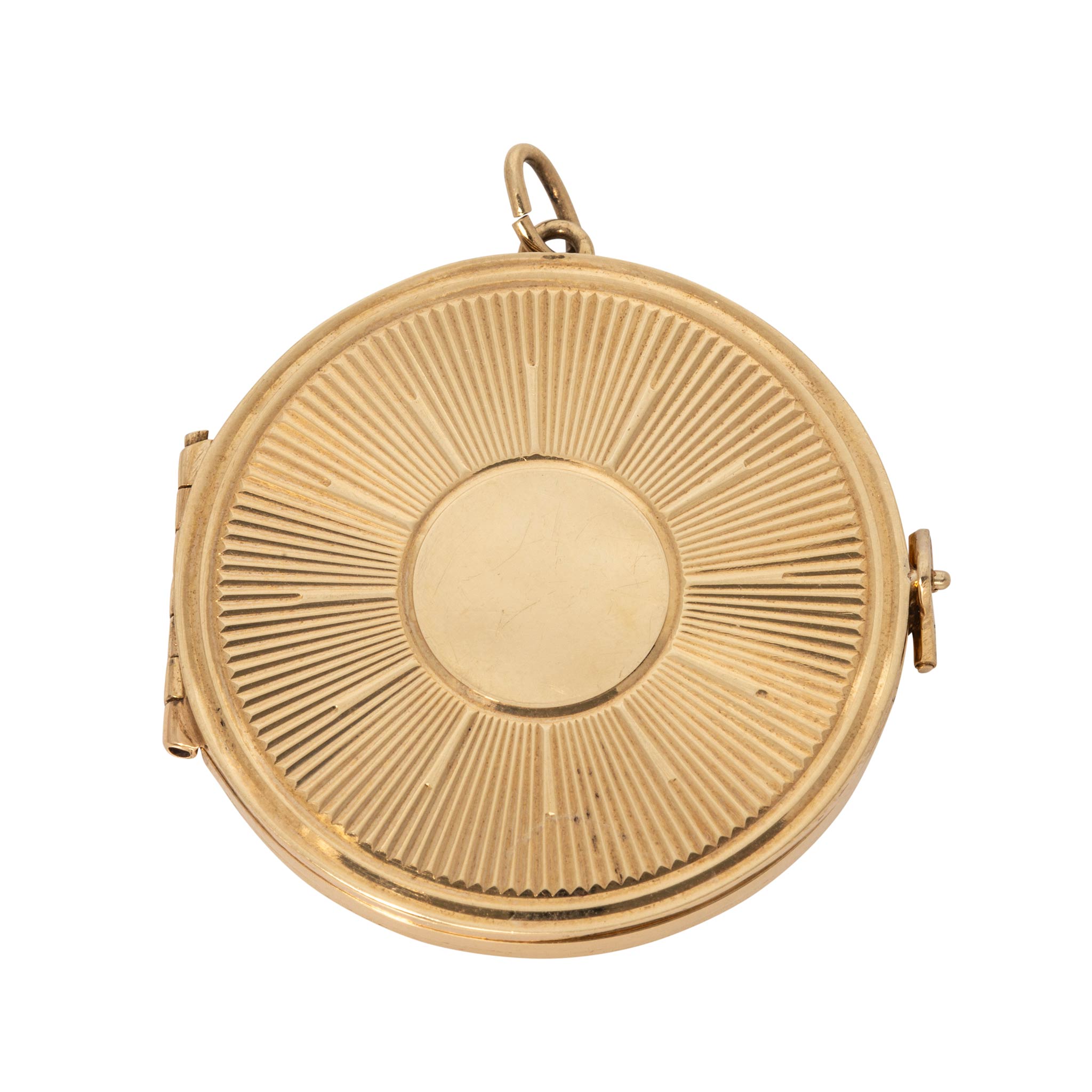 Vintage 14K Gold Radial Round Locket Pendant