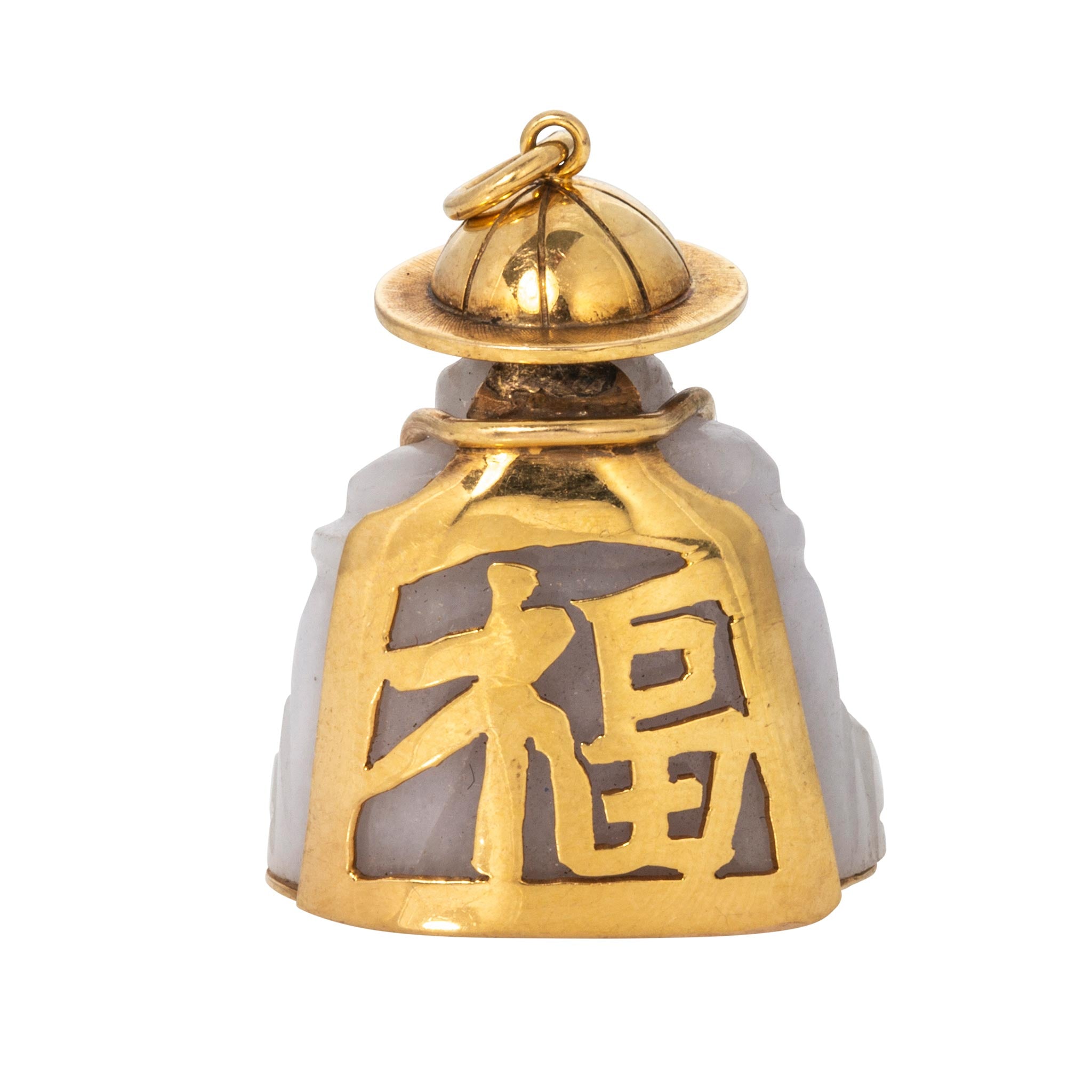 Vintage Lavender Jade 14K Gold Buddha Pendant