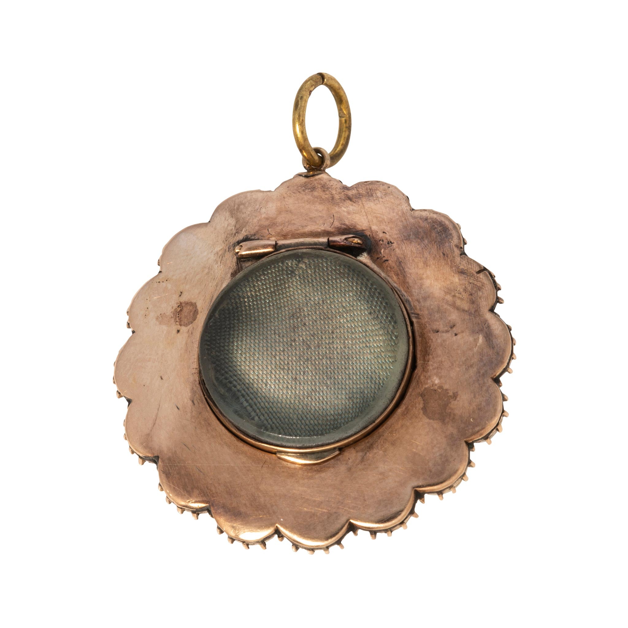 Victorian Style Diamond, Pearl & Guilloché Enamel 10K Gold Pendant