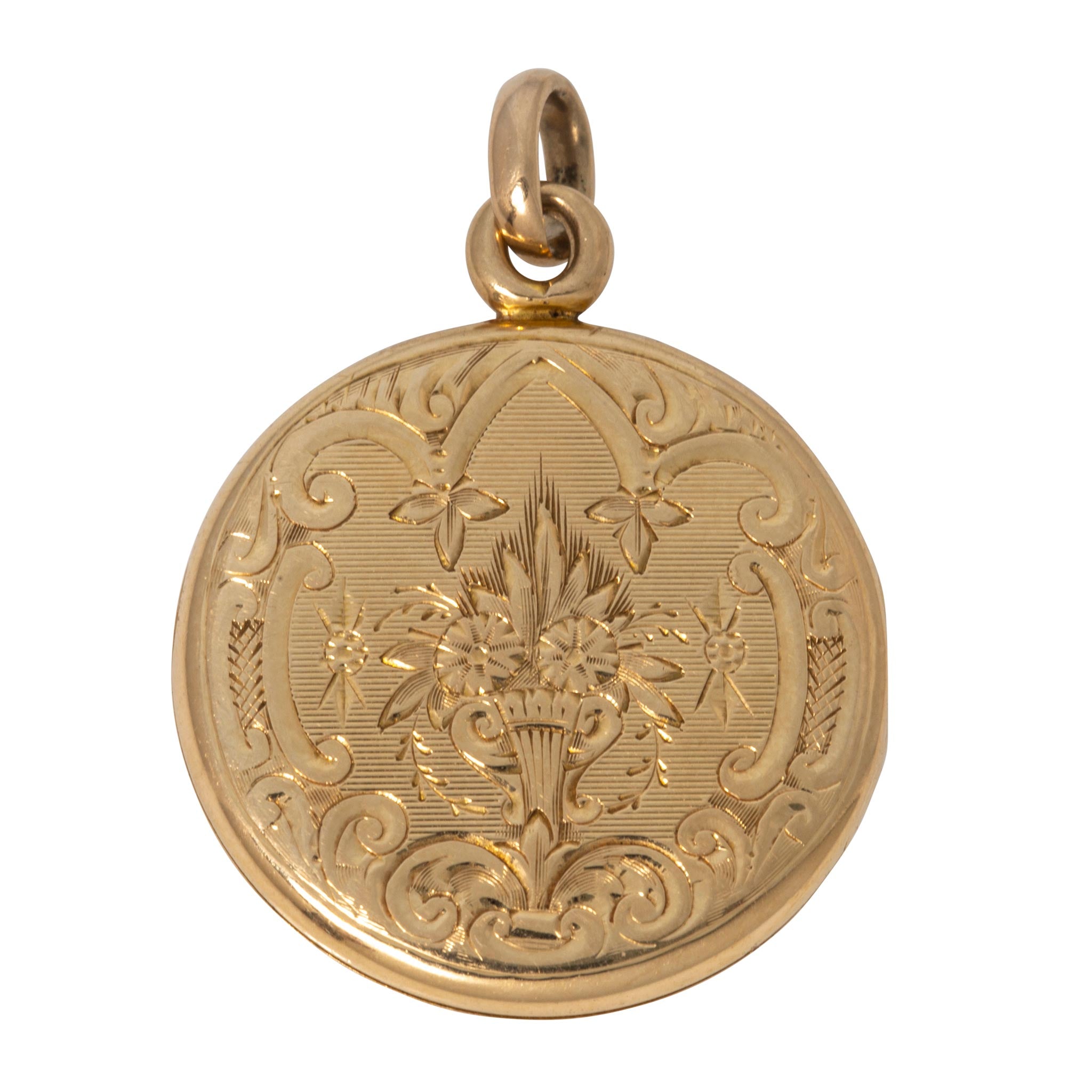 Victorian Style Diamond 14K Gold Double Sided Round Locket Pendant