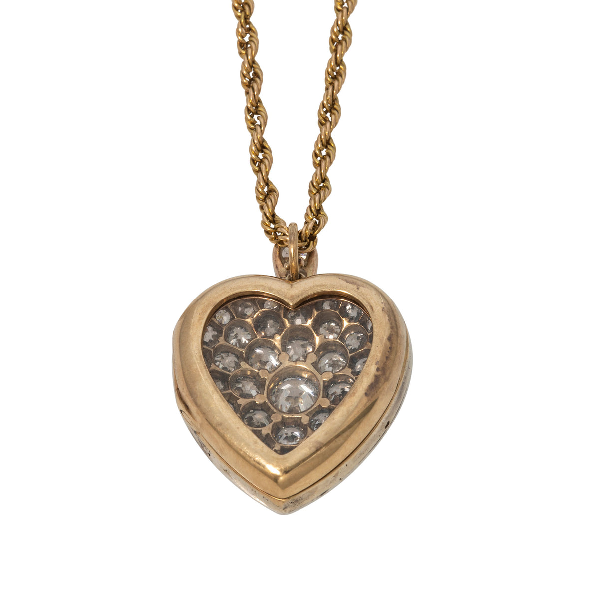 Victorian 3.96ctw Diamond Pavé Heart Pendant Necklace