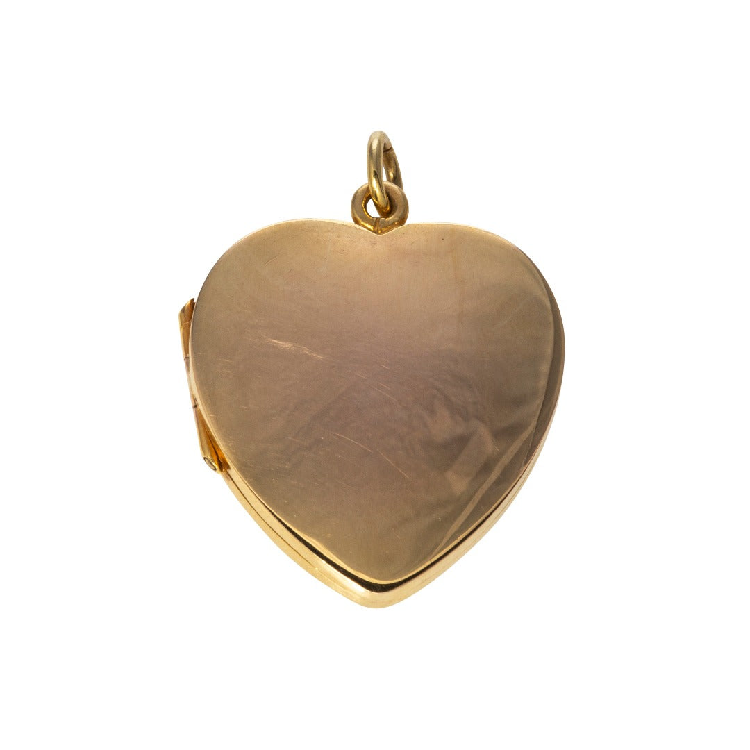 Edwardian 9K Gold Polished Heart Locket Pendant