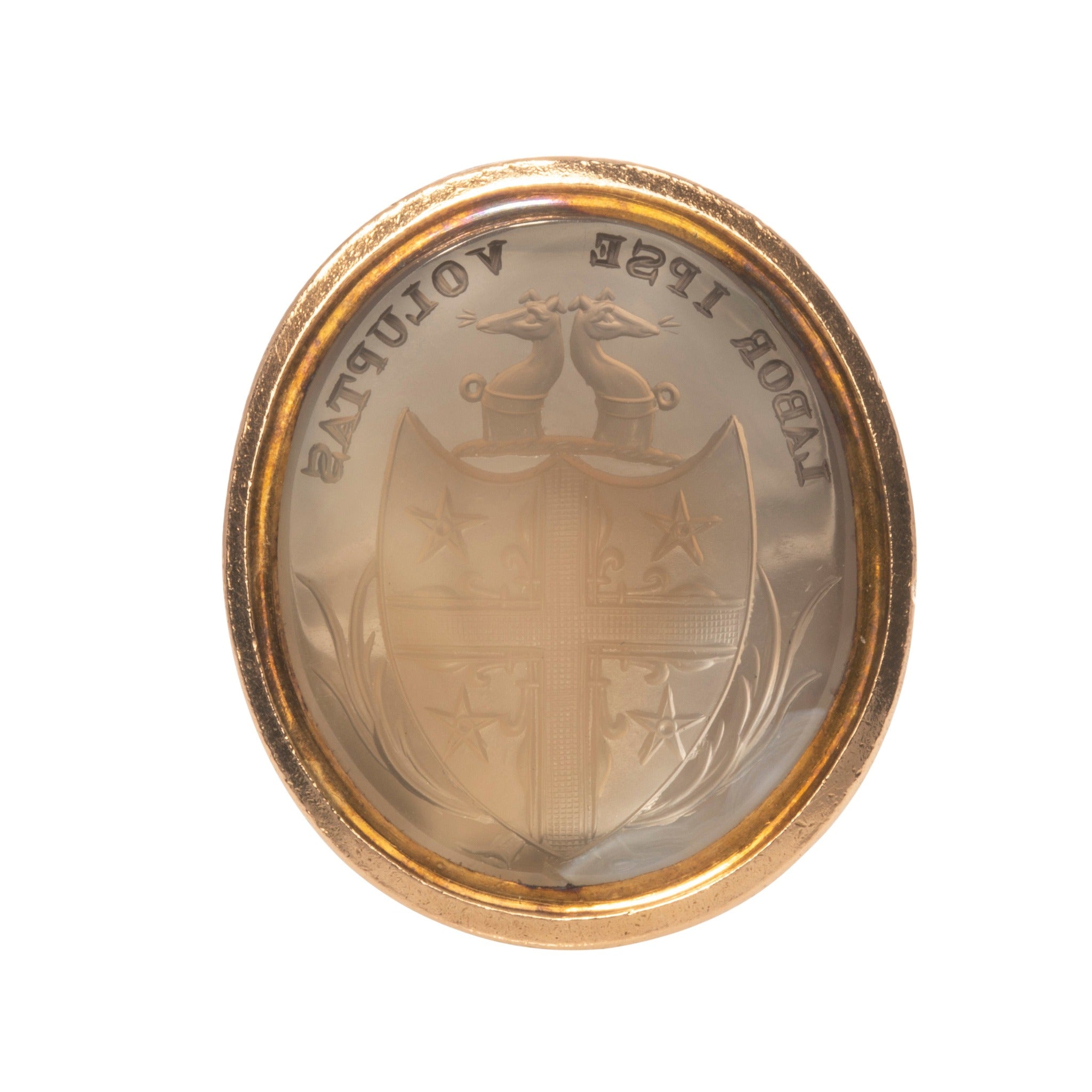 Victorian Agate Intaglio Seal 10K Gold Fob Pendant