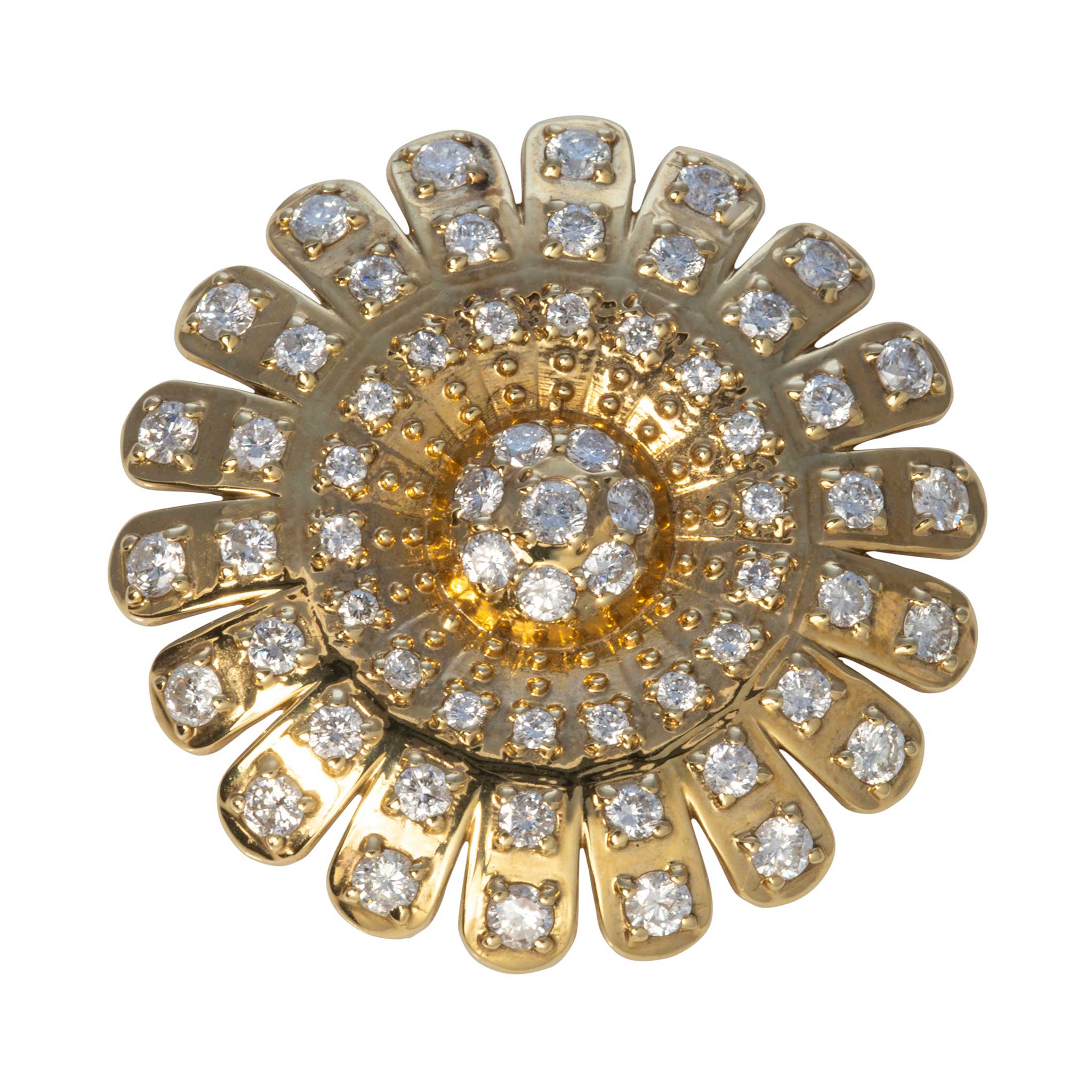 Vintage 2.46ctw Diamond Floral 18K Gold Pendant