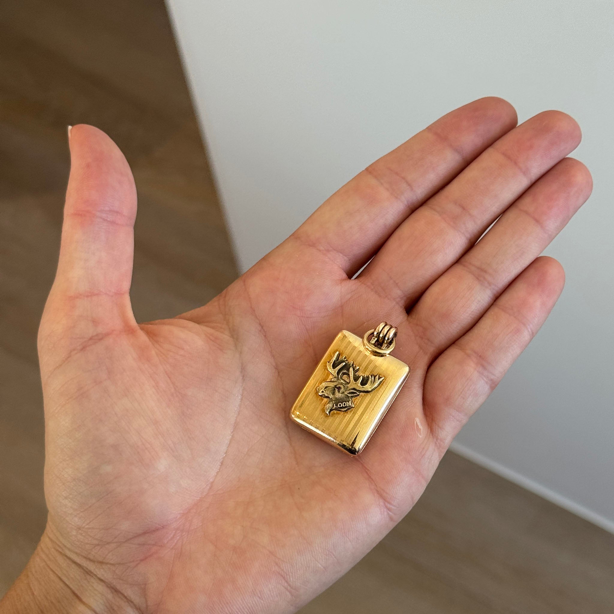 Vintage Elk Lodge Gold-Filled Rectangular Locket Pendant