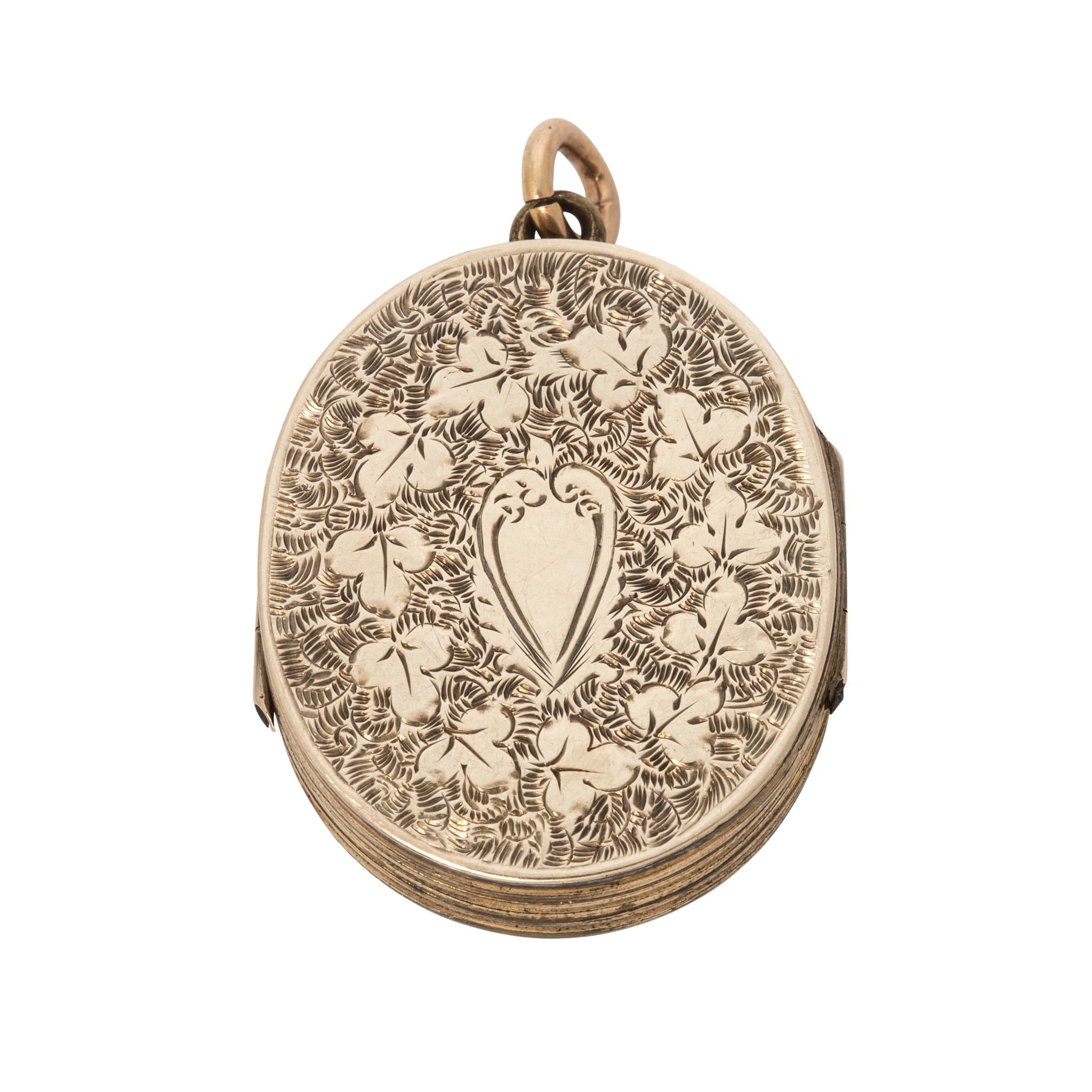 Victorian Back & Front Engraved Oval Locket Pendant