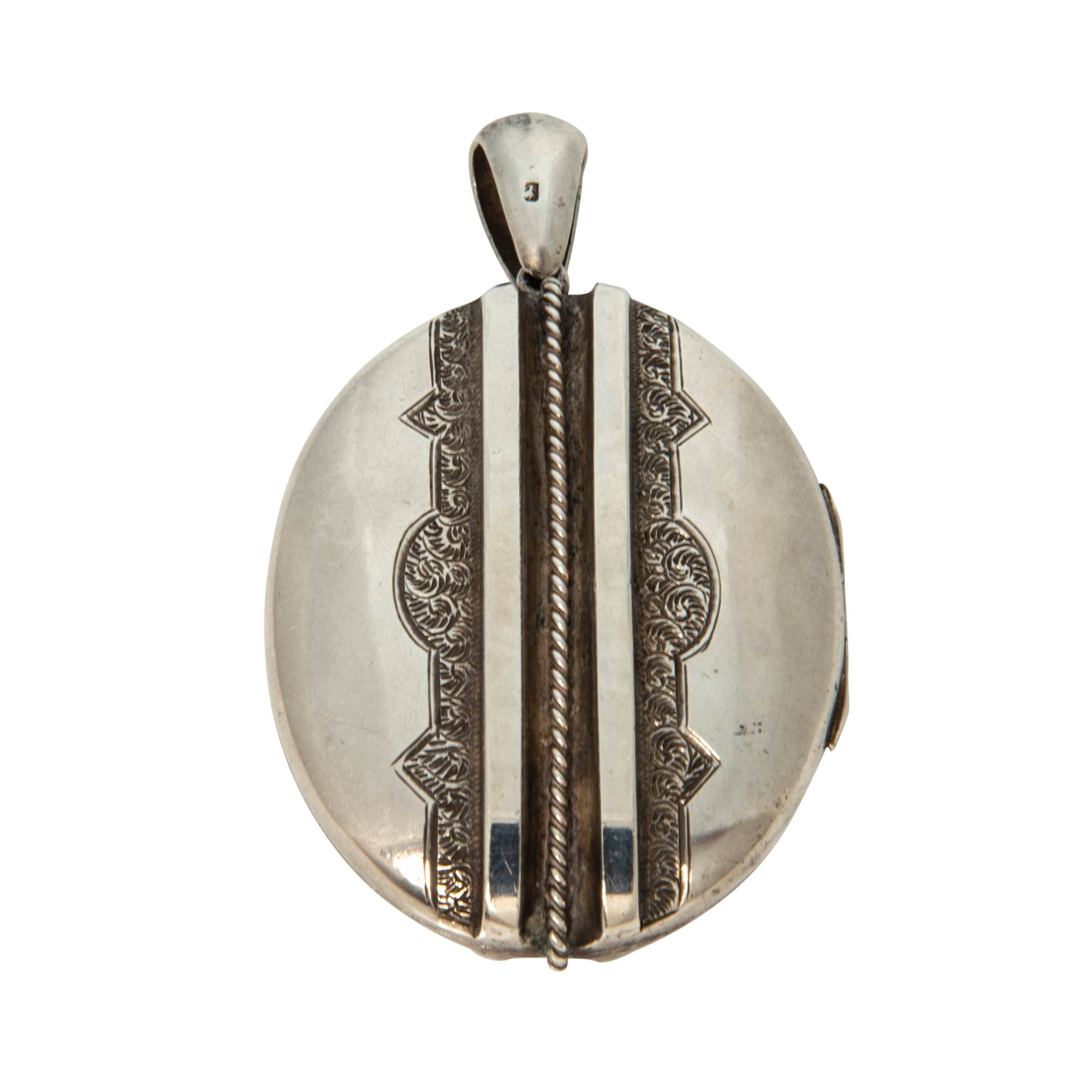 Victorian Aesthetic Sterling Silver Oval Locket Pendant