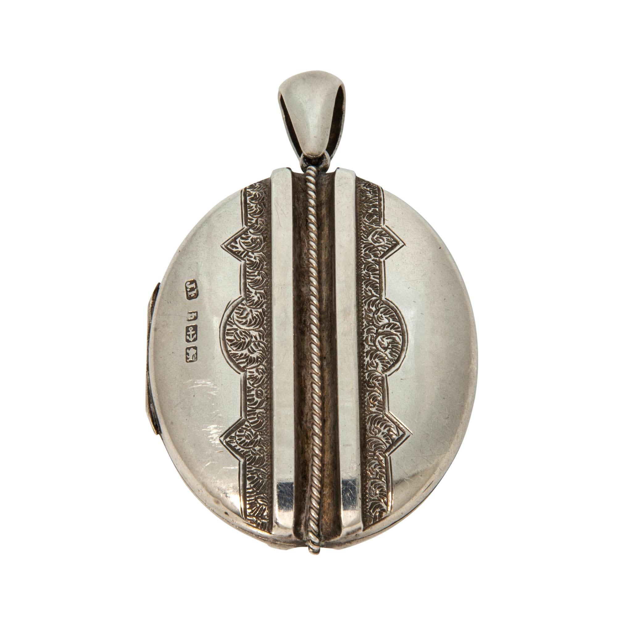 Victorian Aesthetic Sterling Silver Oval Locket Pendant