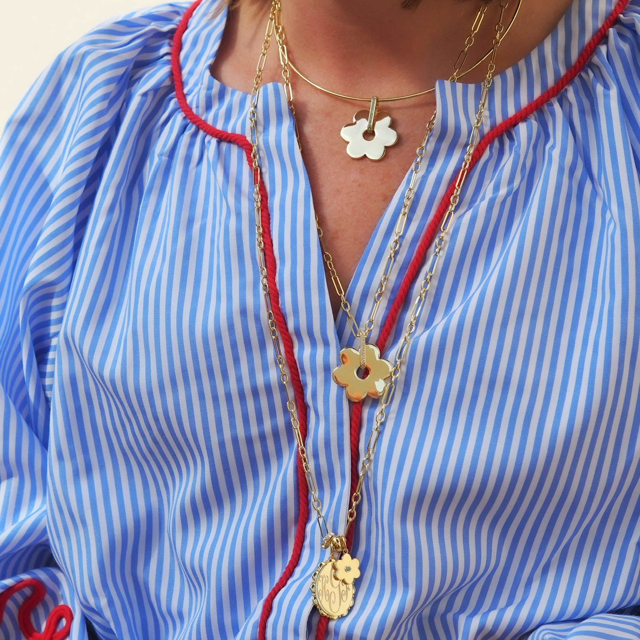 Goldbug Collection Peridot Spinning Daisy Charm, Goldbug Collection Daisy Chain Necklace 23", Goldbug Collection Daisy Chain Necklace 31"