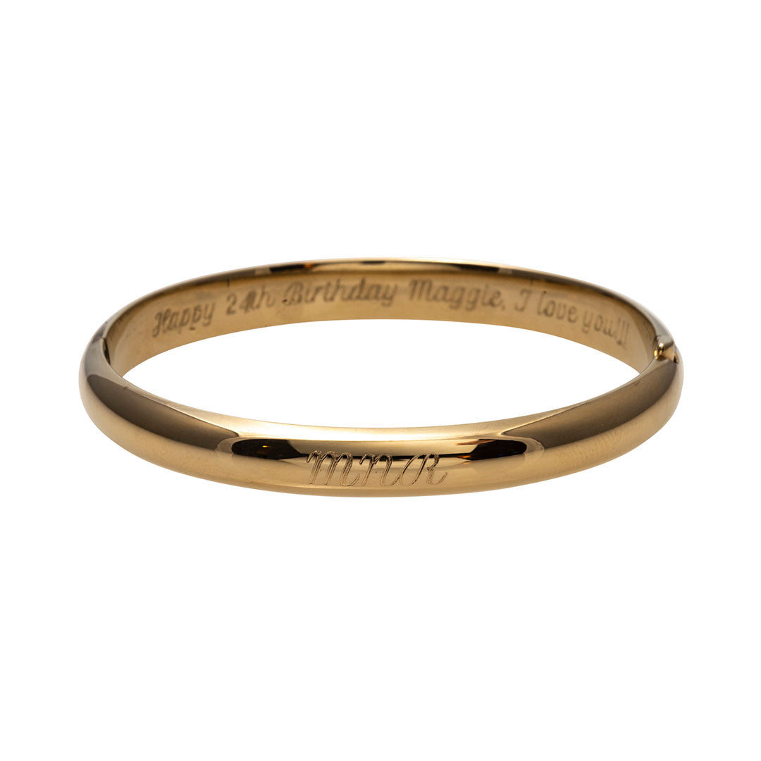 Adult 14K Gold Filled Starcut Diamond 8mm Bangle with machine engraved initials