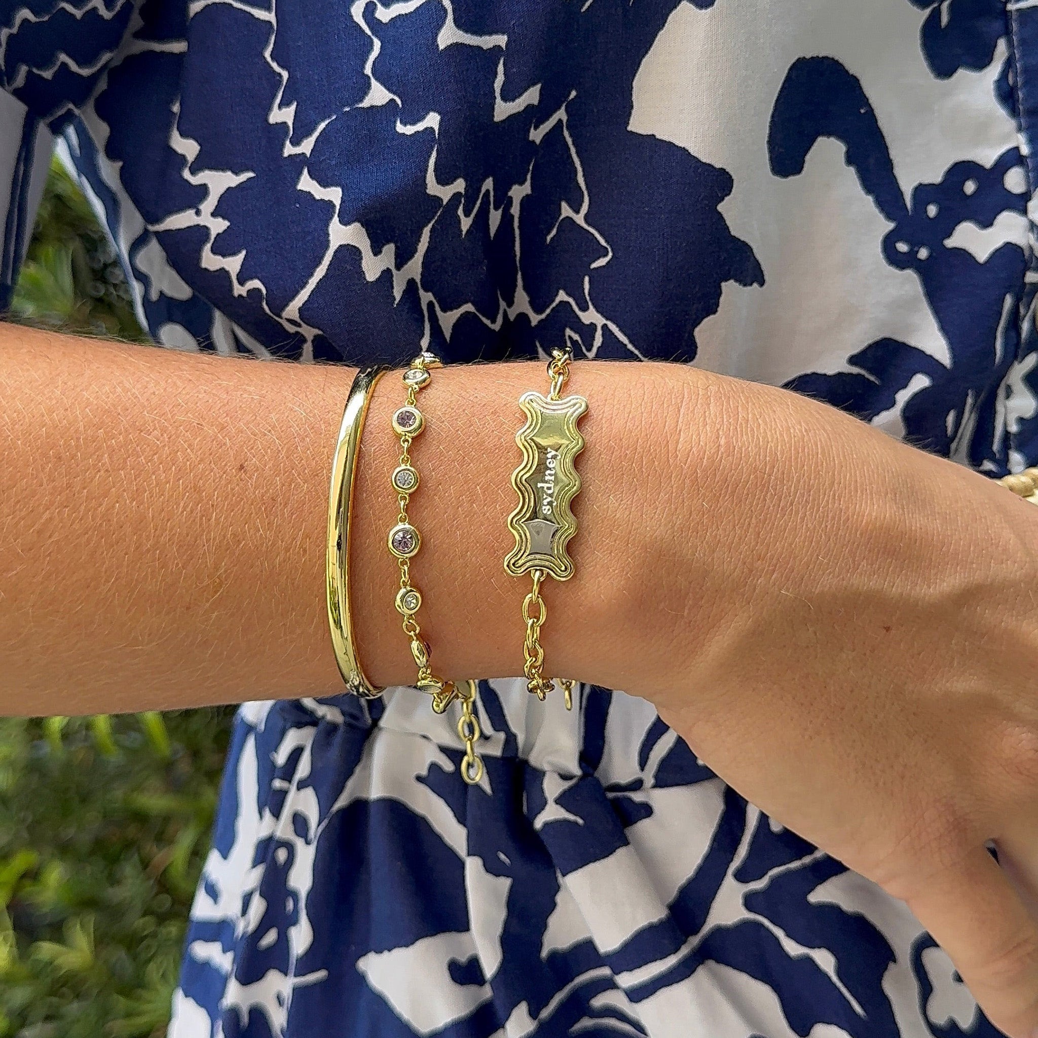 Goldbug Collection Wavy ID Bracelet