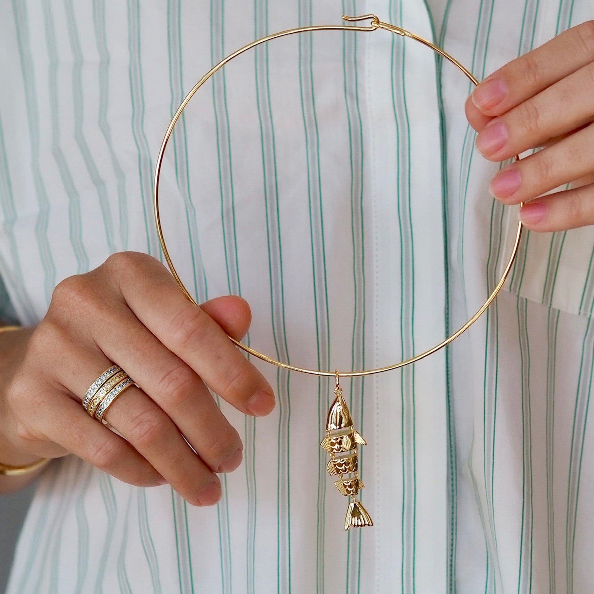 Goldbug Collection High Tide Bands, Rhett Collar, Hinge Fish Charm