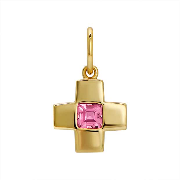 Goldbug Pink Tourmaline Cross Charm