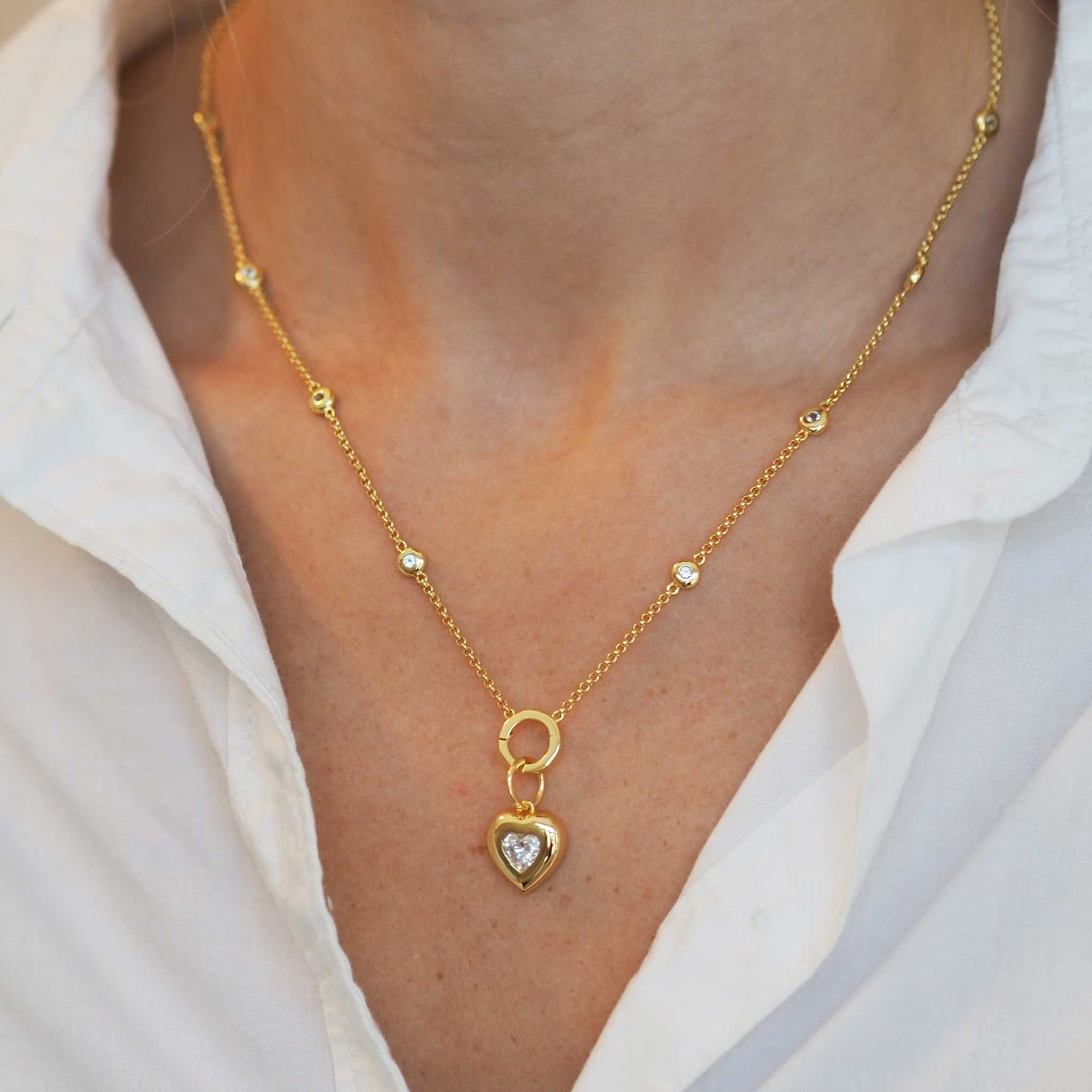 Goldbug CZ Puffy Heart Charm