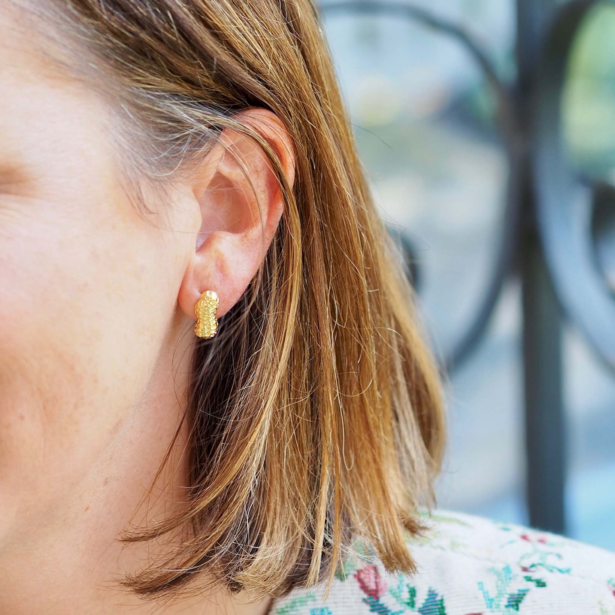 Goldbug Collection Large Peanut Stud Earrings