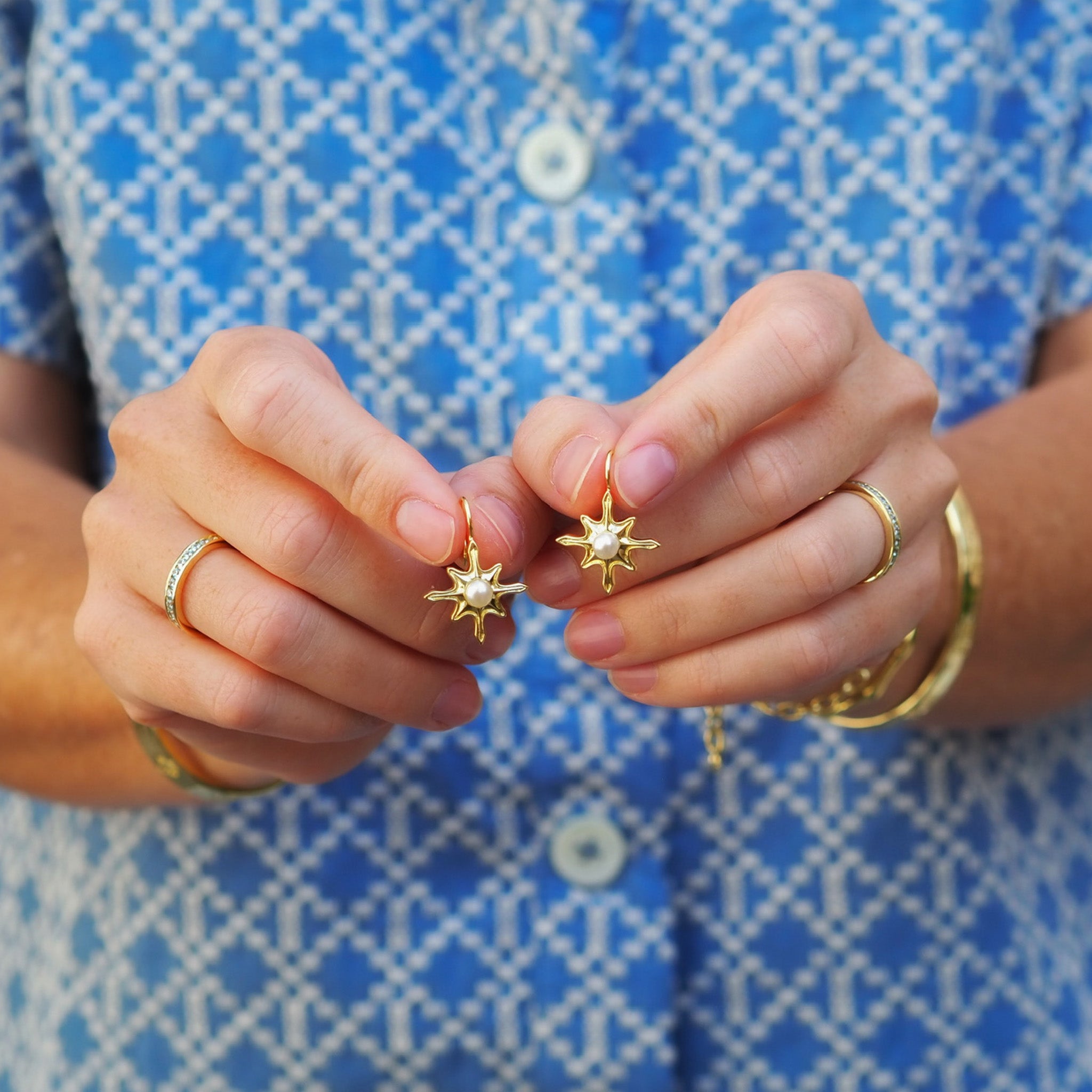 Goldbug Collection Freshwater Pearl Seastar Drop Earrings