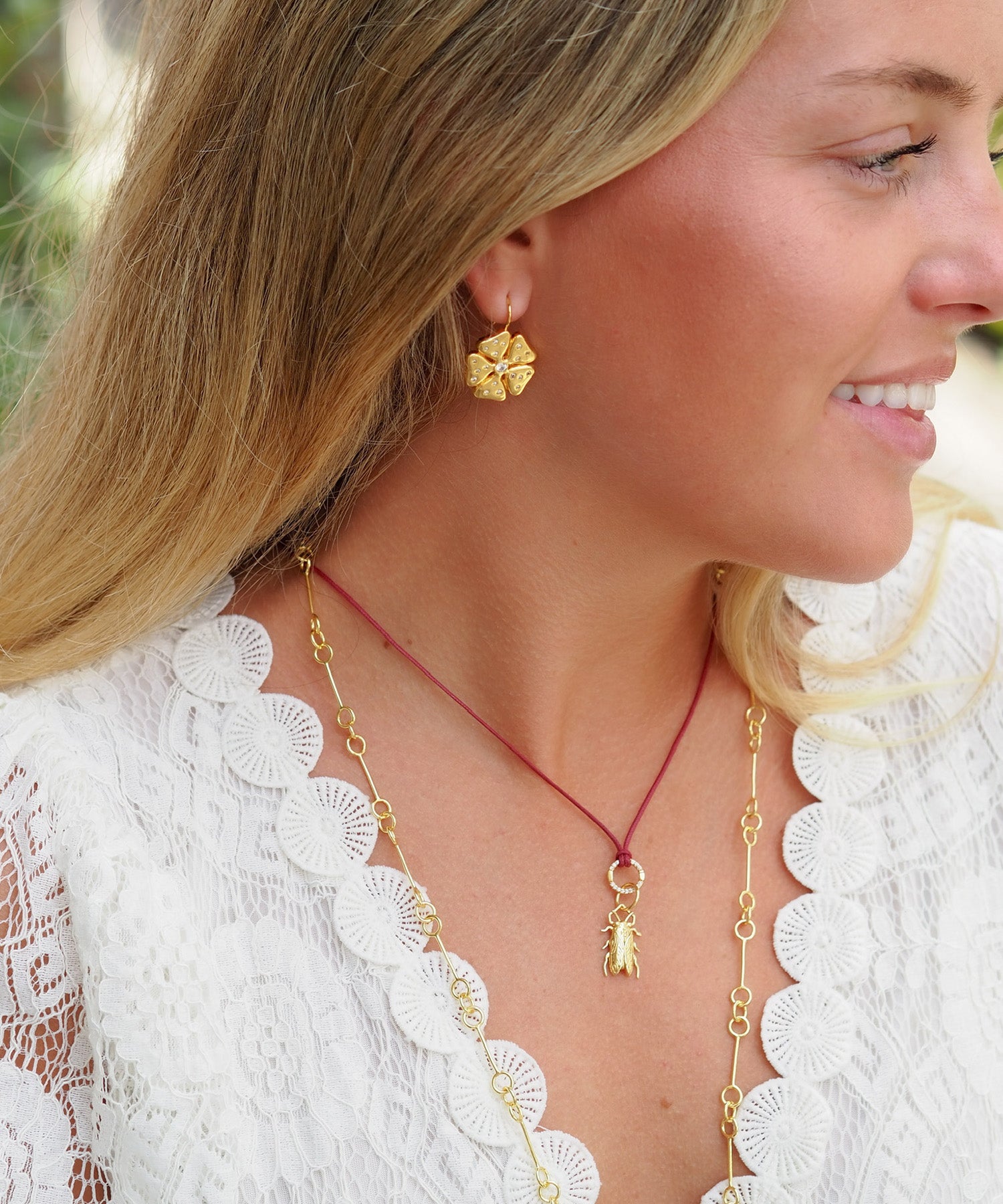 Goldbug Collection Flower Drop Earrings