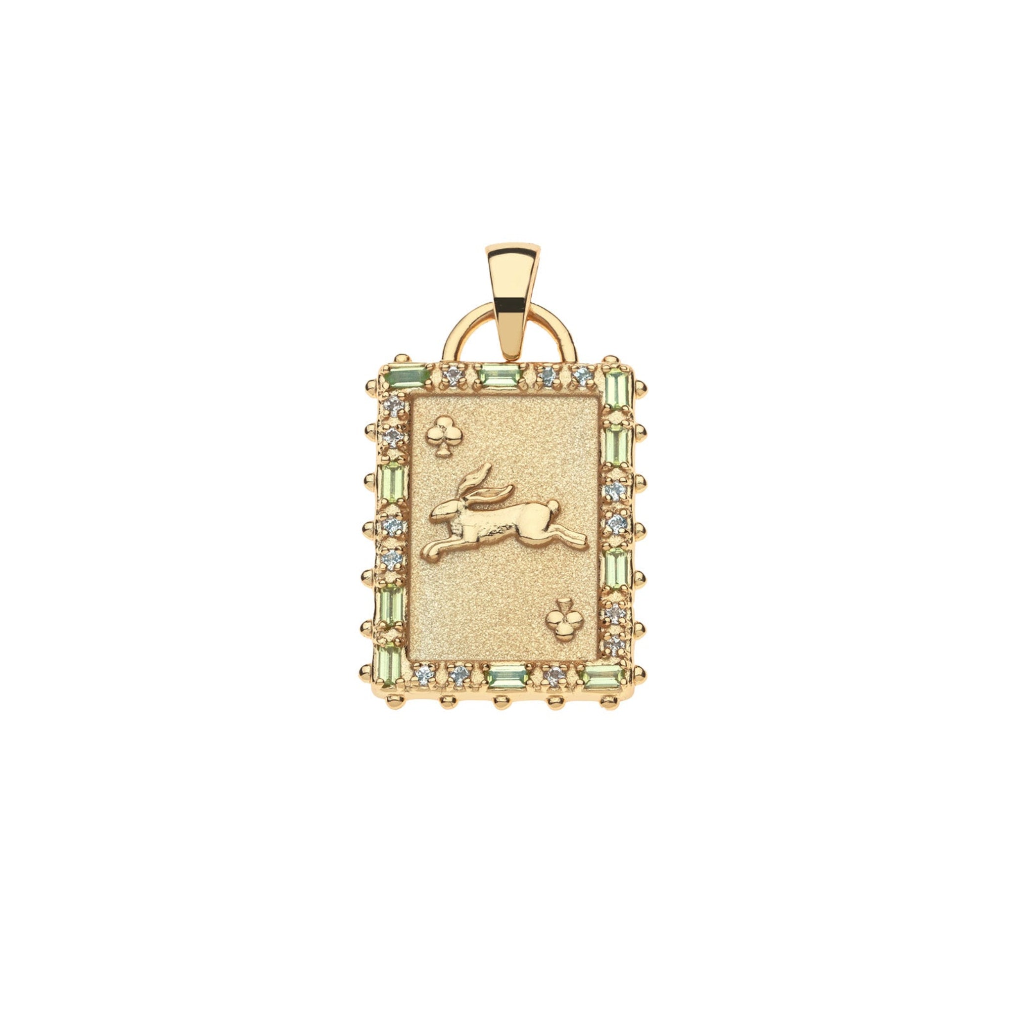 Jane Win LUCKY Queen of Clubs Card Pendant
