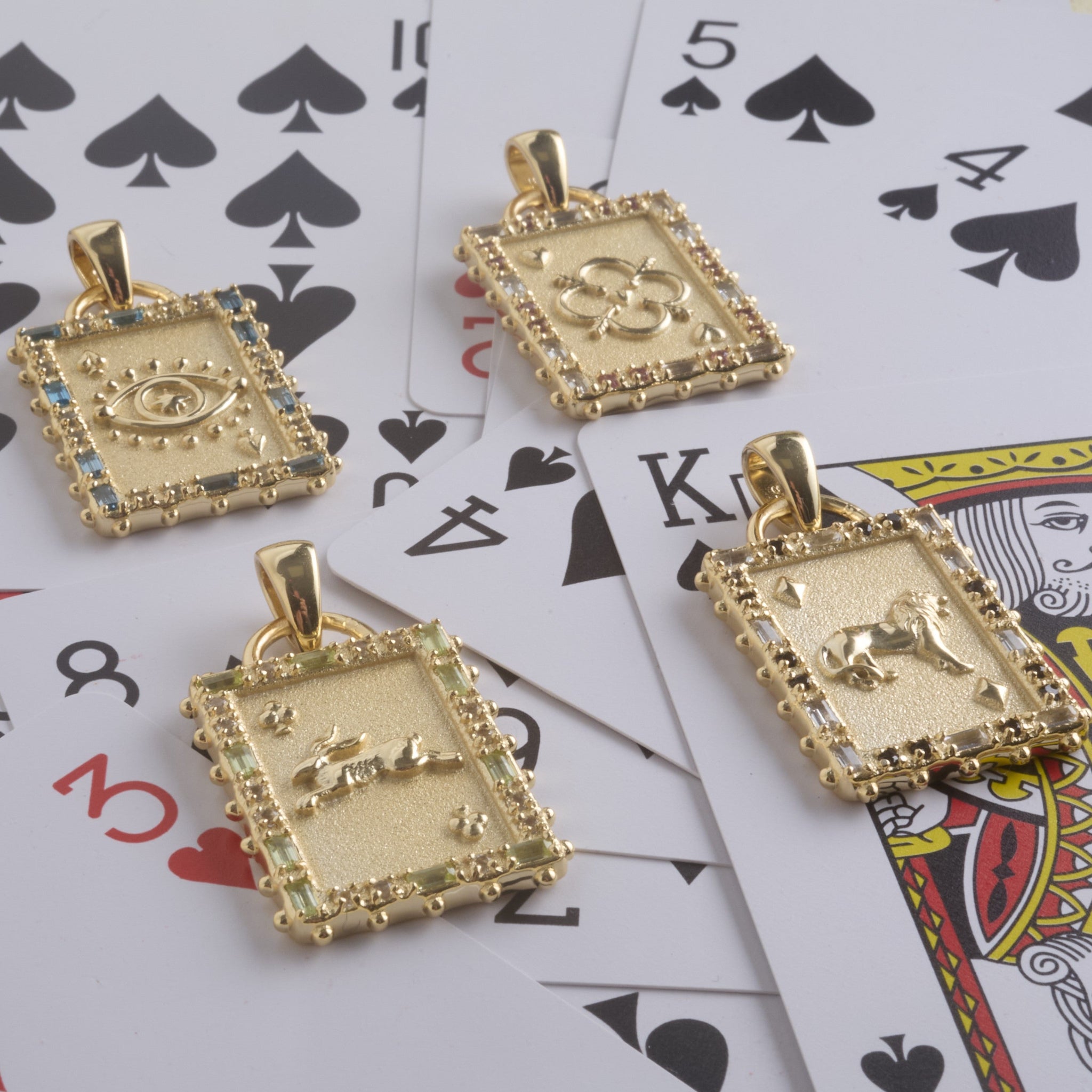 Jane Win COURAGE Queen of Diamonds Card Pendant