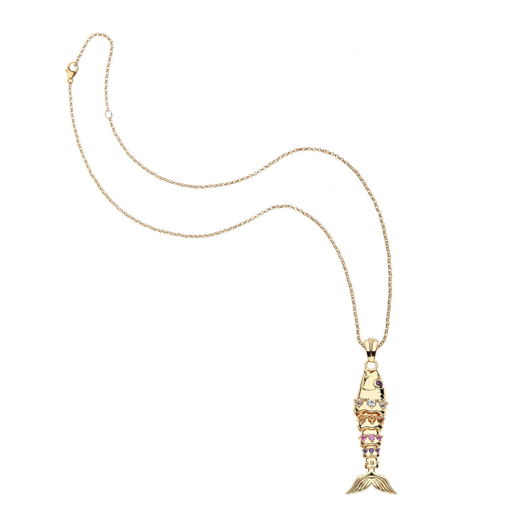 Jane Win STRONG Ombré Stone Fish Pendant Necklace