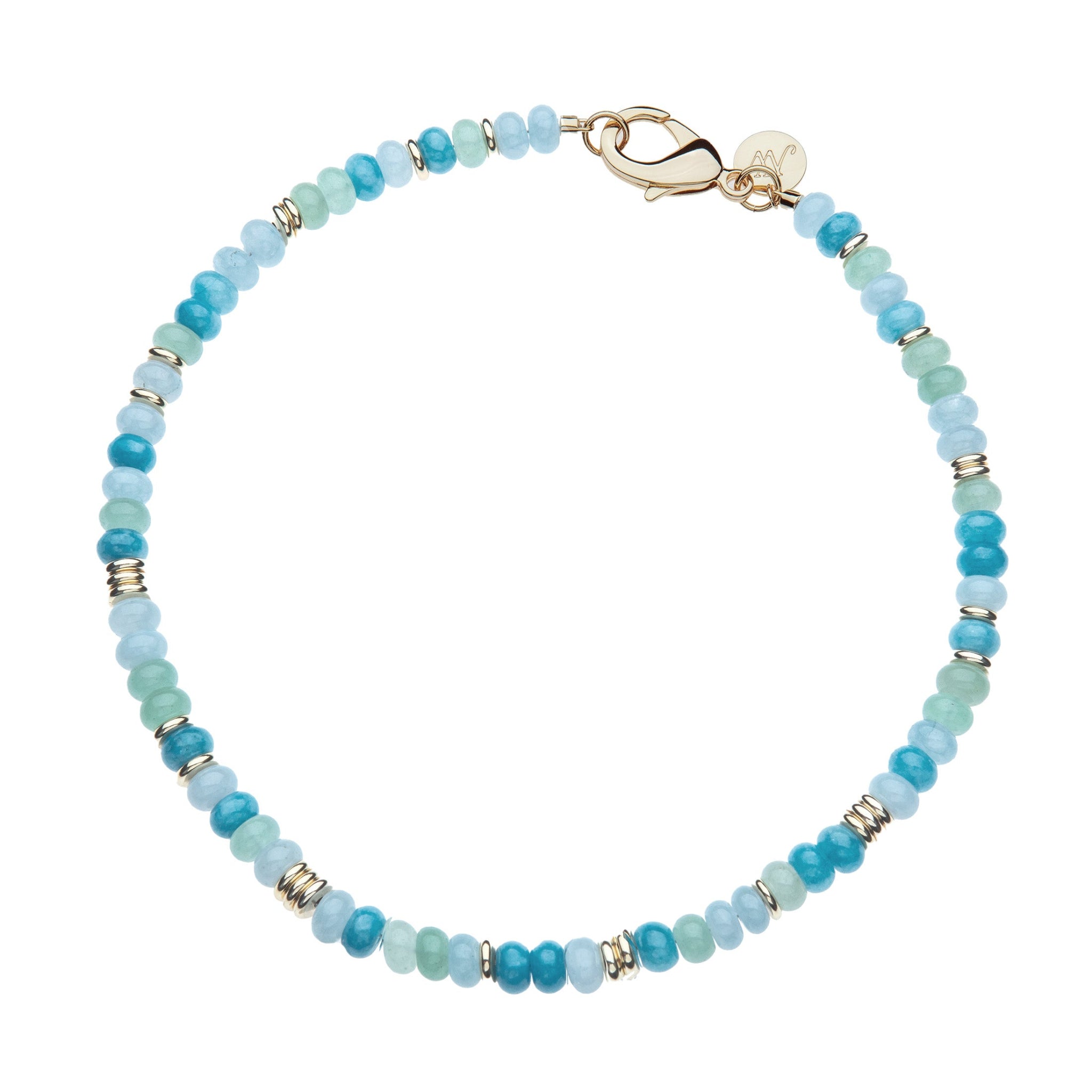 Jane Win Blue Mist Jade Gumdrop Beaded Necklace 16"