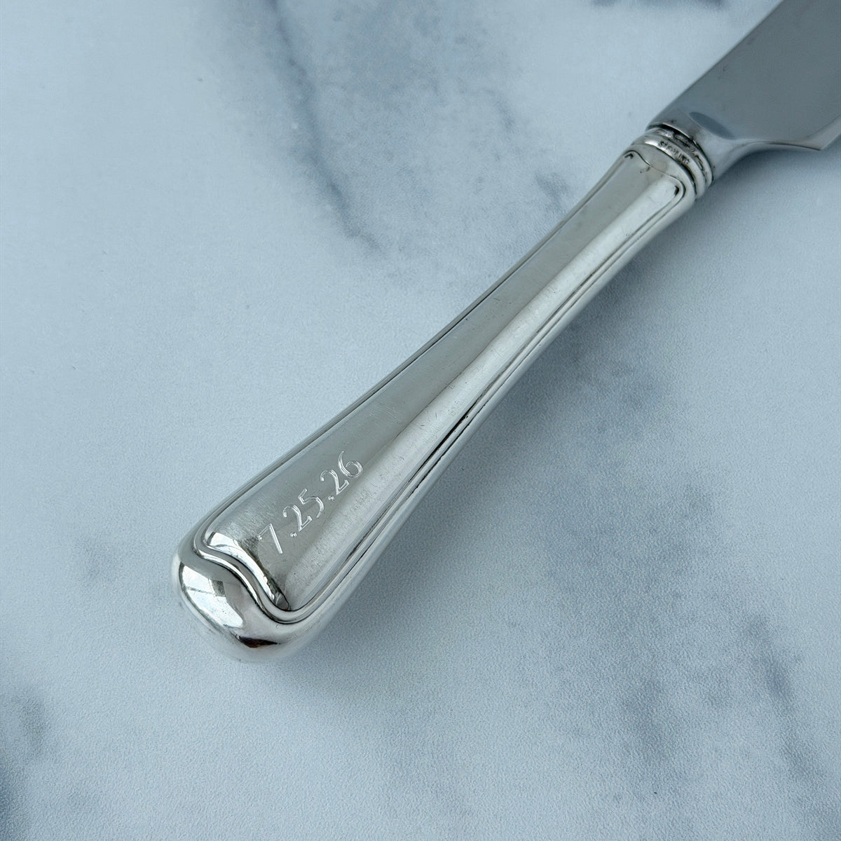 Old French Gorham Sterling Silver Wedding Cake Knife with machine engraved handle