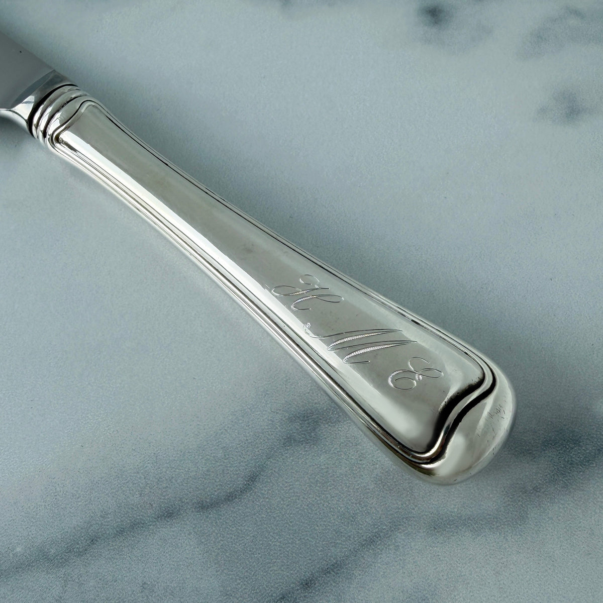 Old French Gorham Sterling Silver Wedding Cake Knife with machine engraved handle