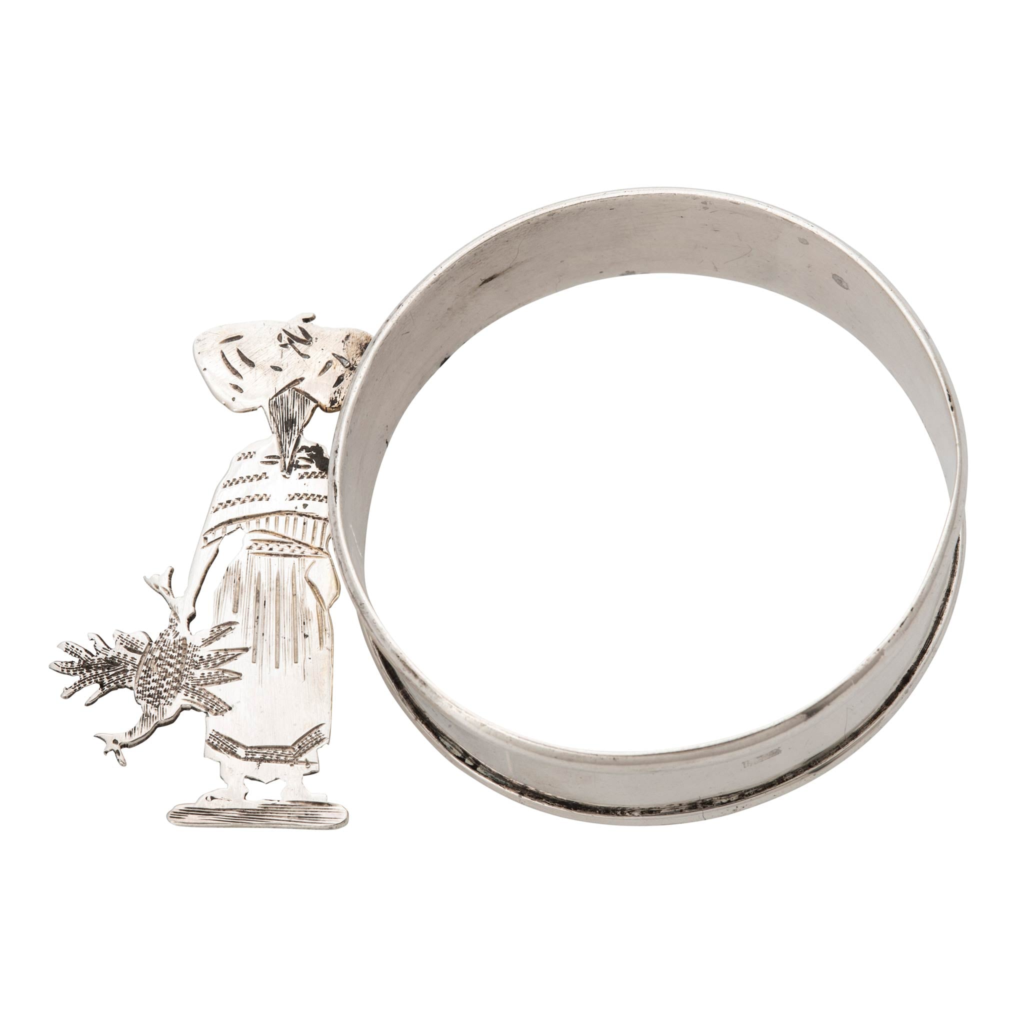 Estate Figural Woman Sterling Silver Napkin Ring
