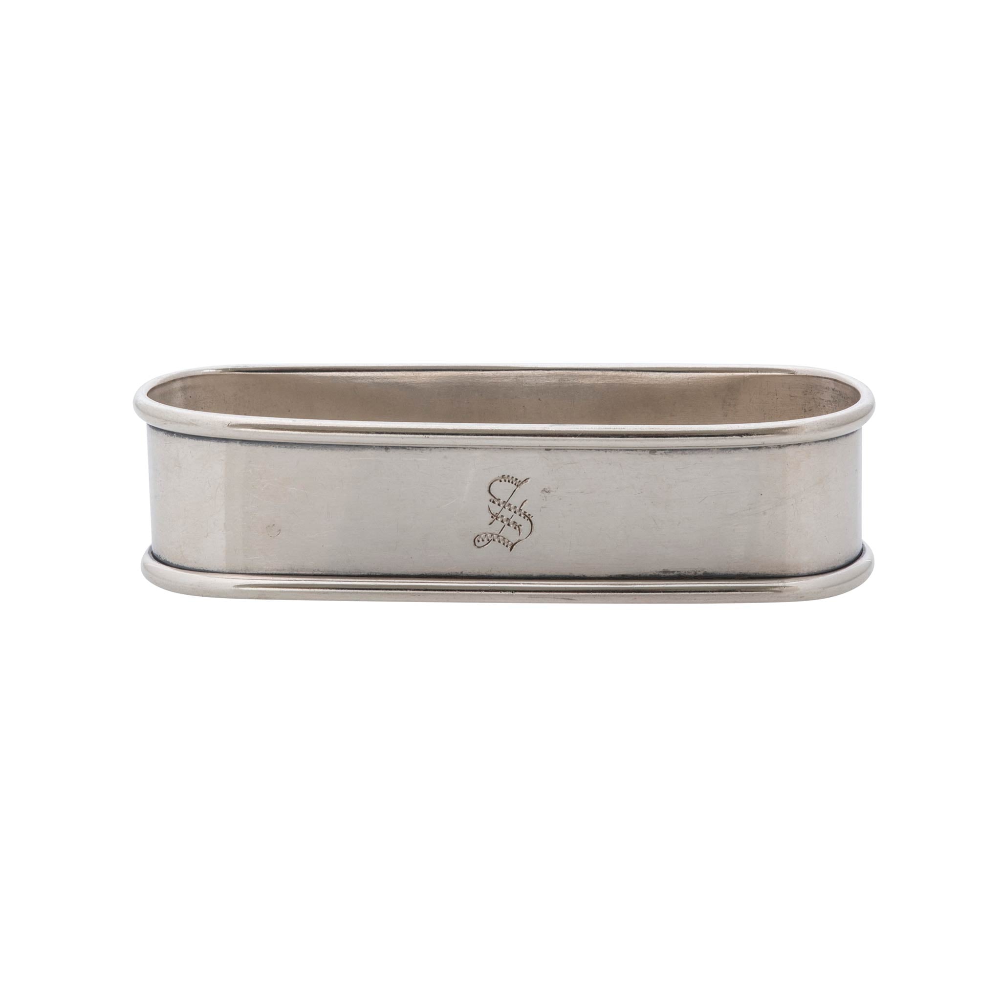 Estate Engraved 'S' Sterling Silver Oblong Napkin Ring