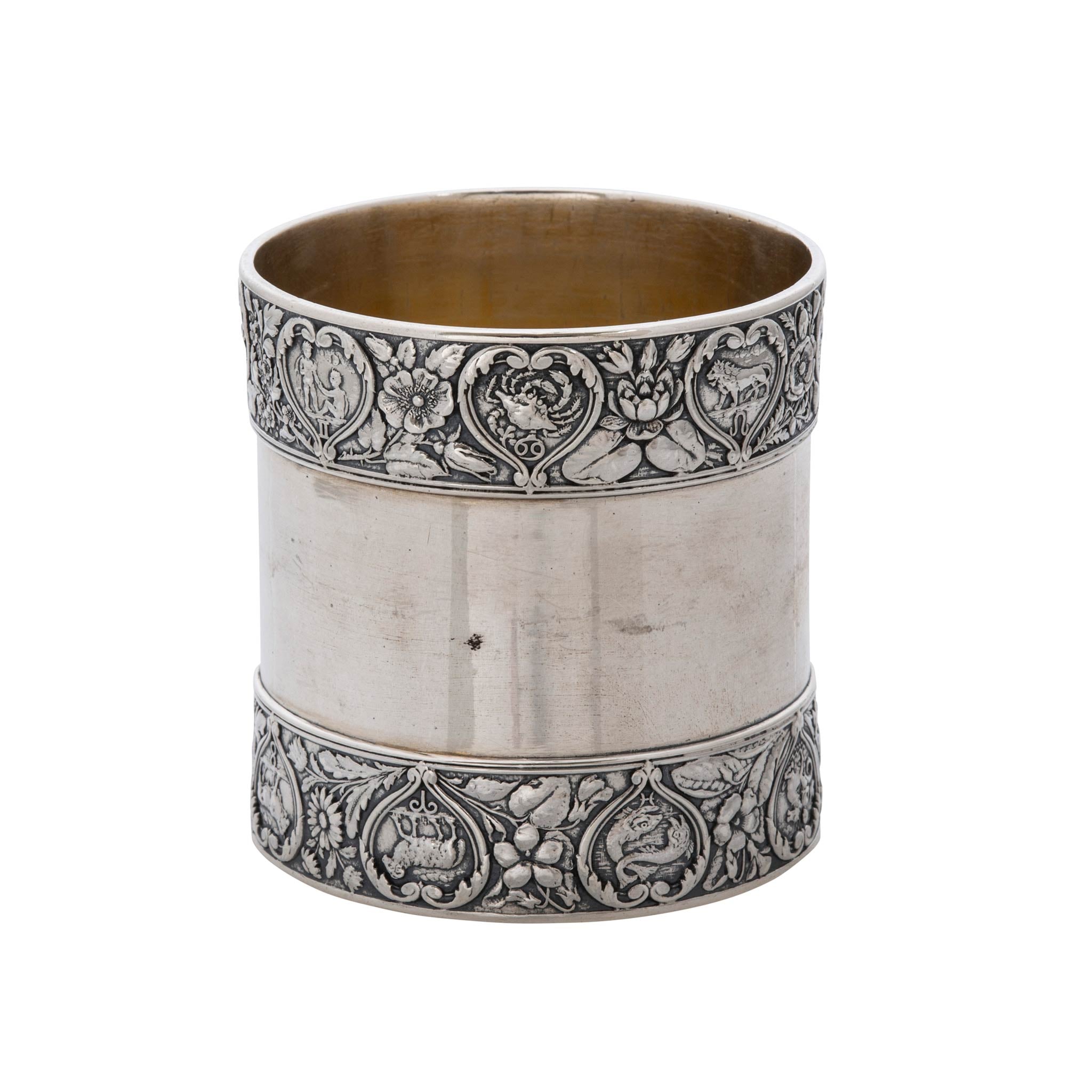 Estate Gorham Sterling Silver Zodiac RepoussĂŠ Napkin Ring