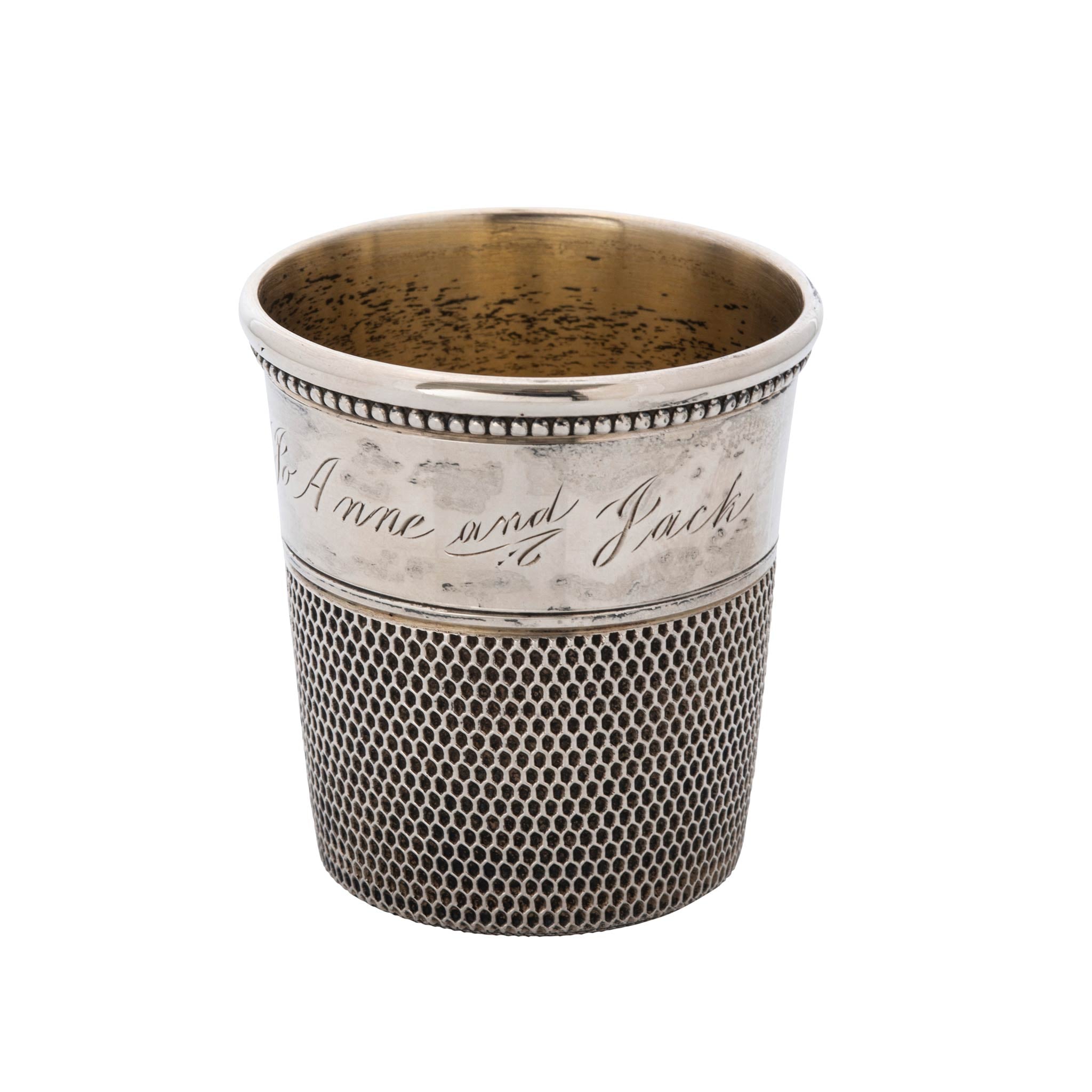 Estate Engraved Sterling Silver Thimble Jigger