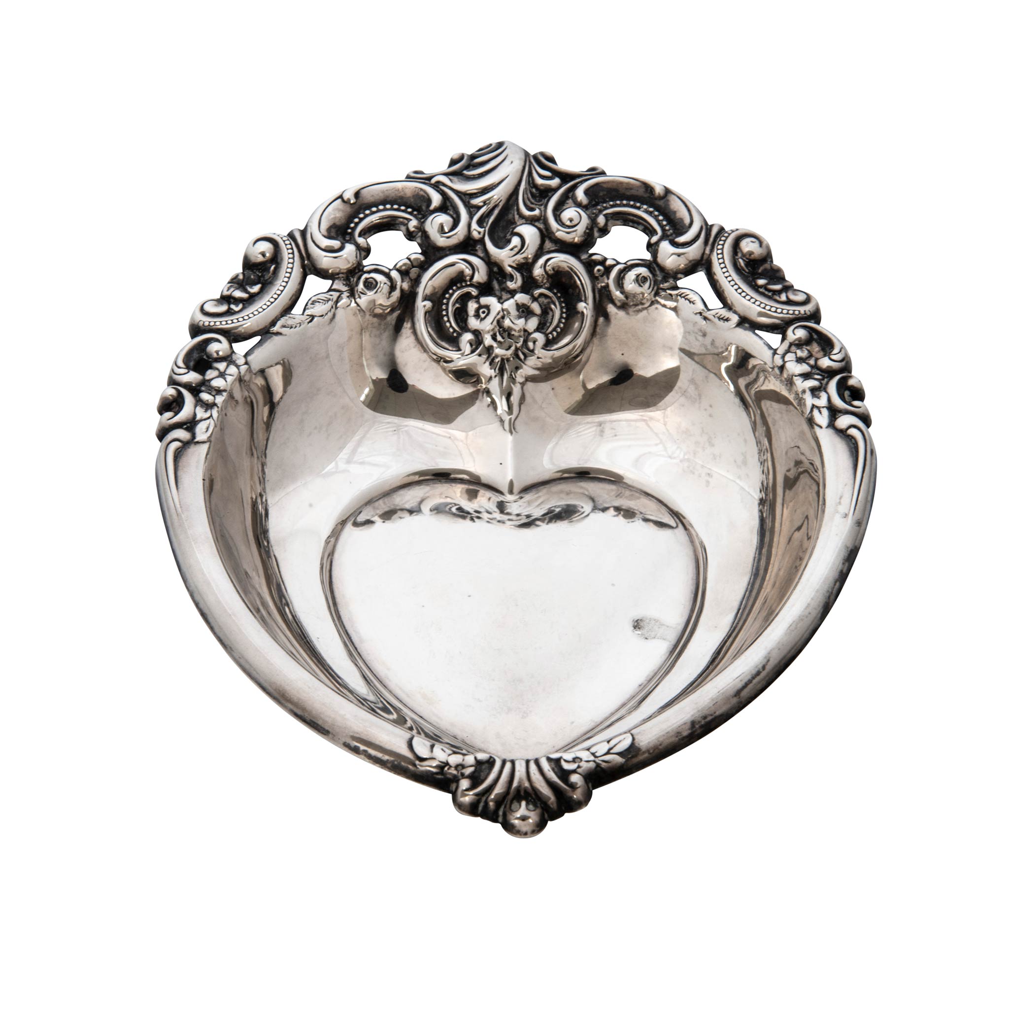 Vintage Wallace Sterling Silver Heart-Shaped Bon Bon Dish