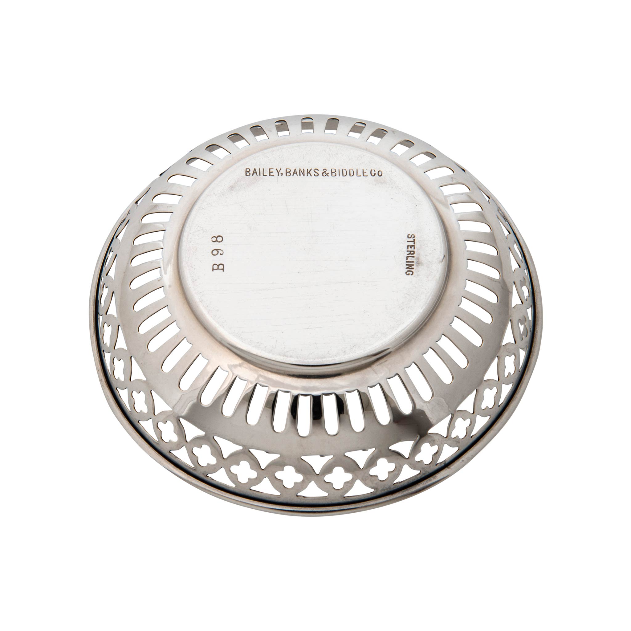 Vintage 'H' Sterling Silver Reticulated Round Nut Dish