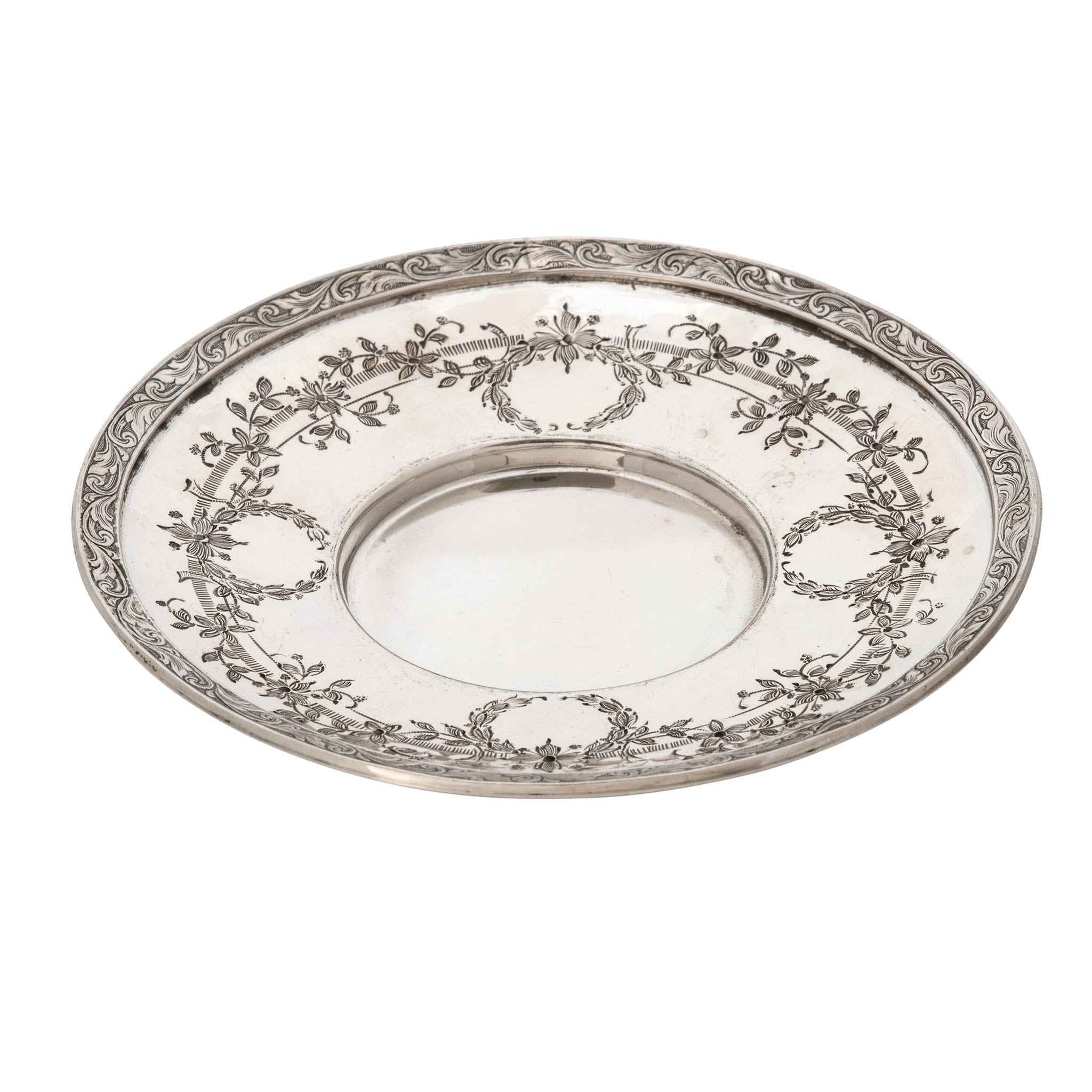 Vintage Sterling Silver Ornate Floral Saucer Dish