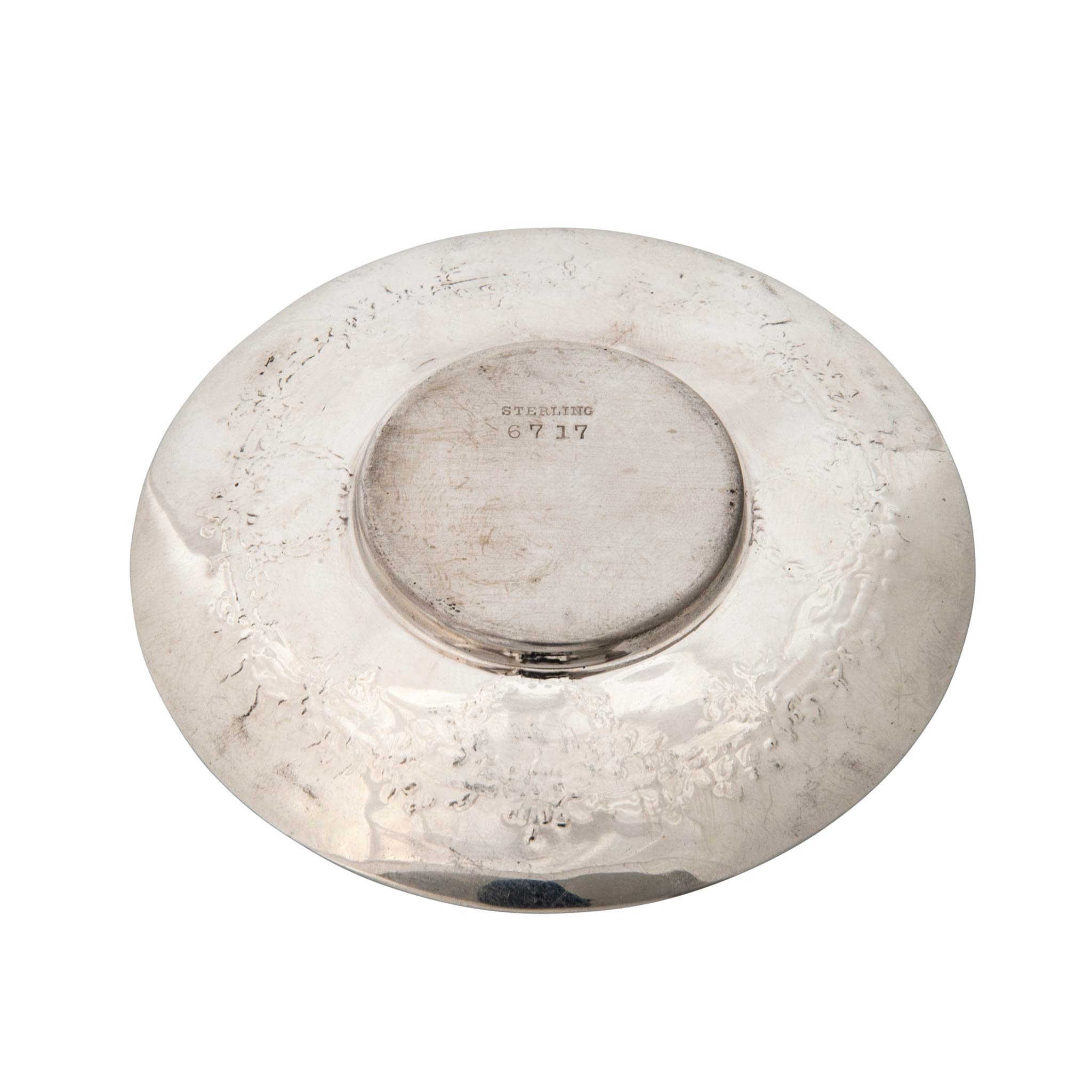 Vintage Sterling Silver Ornate Floral Saucer Dish