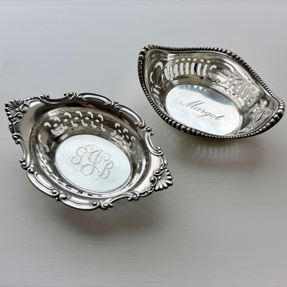 Vintage Gorham Sterling Silver Nut Dish A4780, Vintage Gorham Sterling Silver Nut Dish A4775 with machine engraving