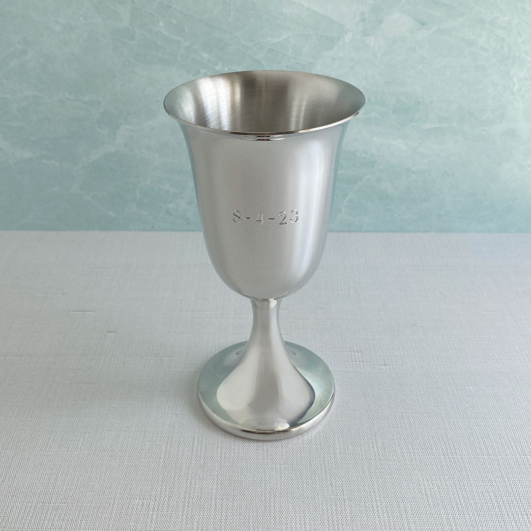 Pewter Water Goblet 9oz with machine engraving