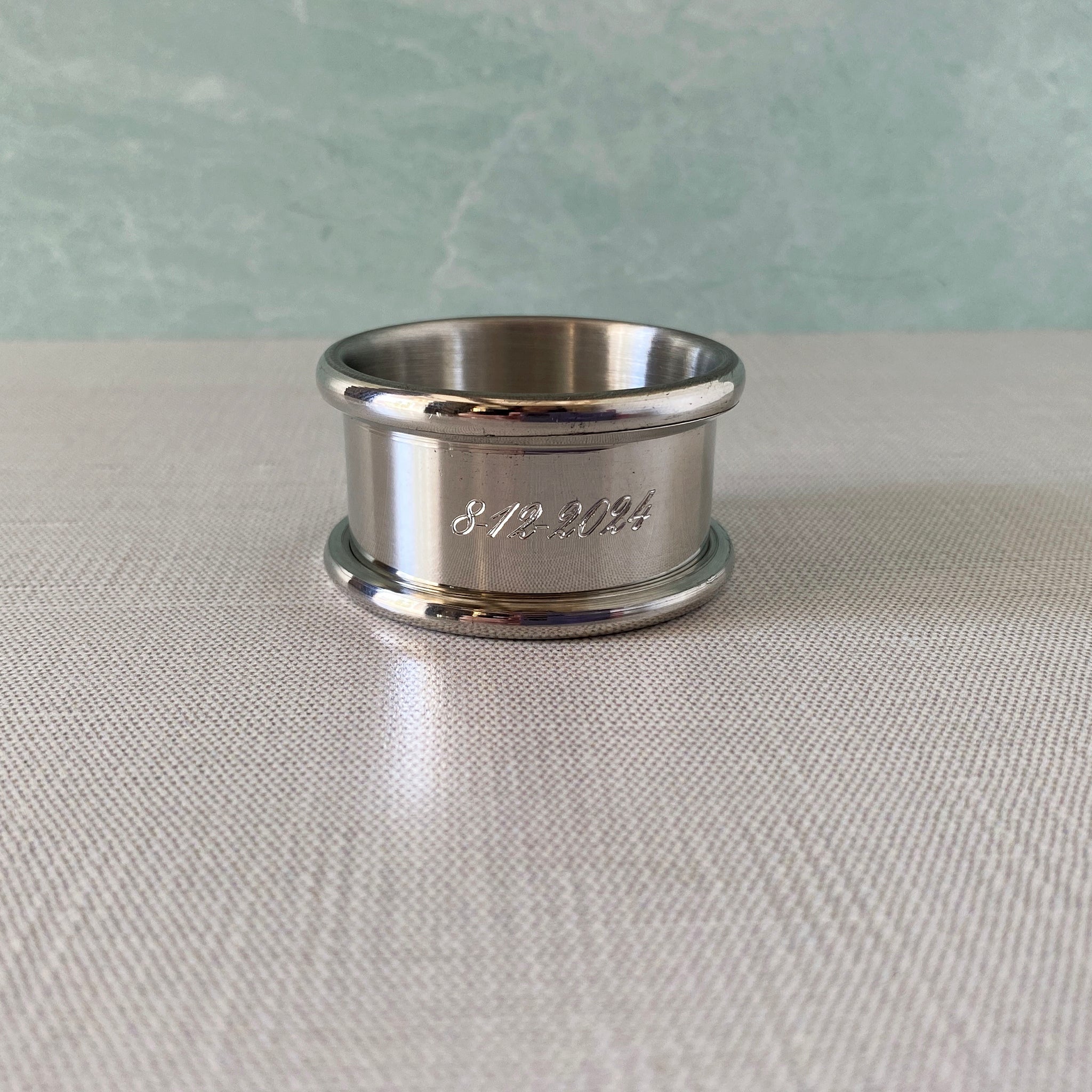 Pewter Napkin Ring with machine engraved date