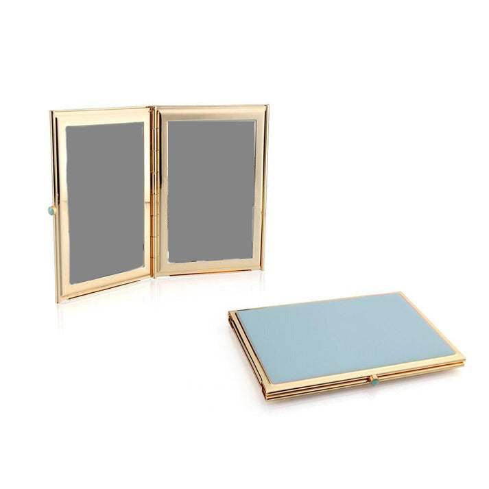 Powder Blue Enamel & Gold Plated Double Picture Travel Frame