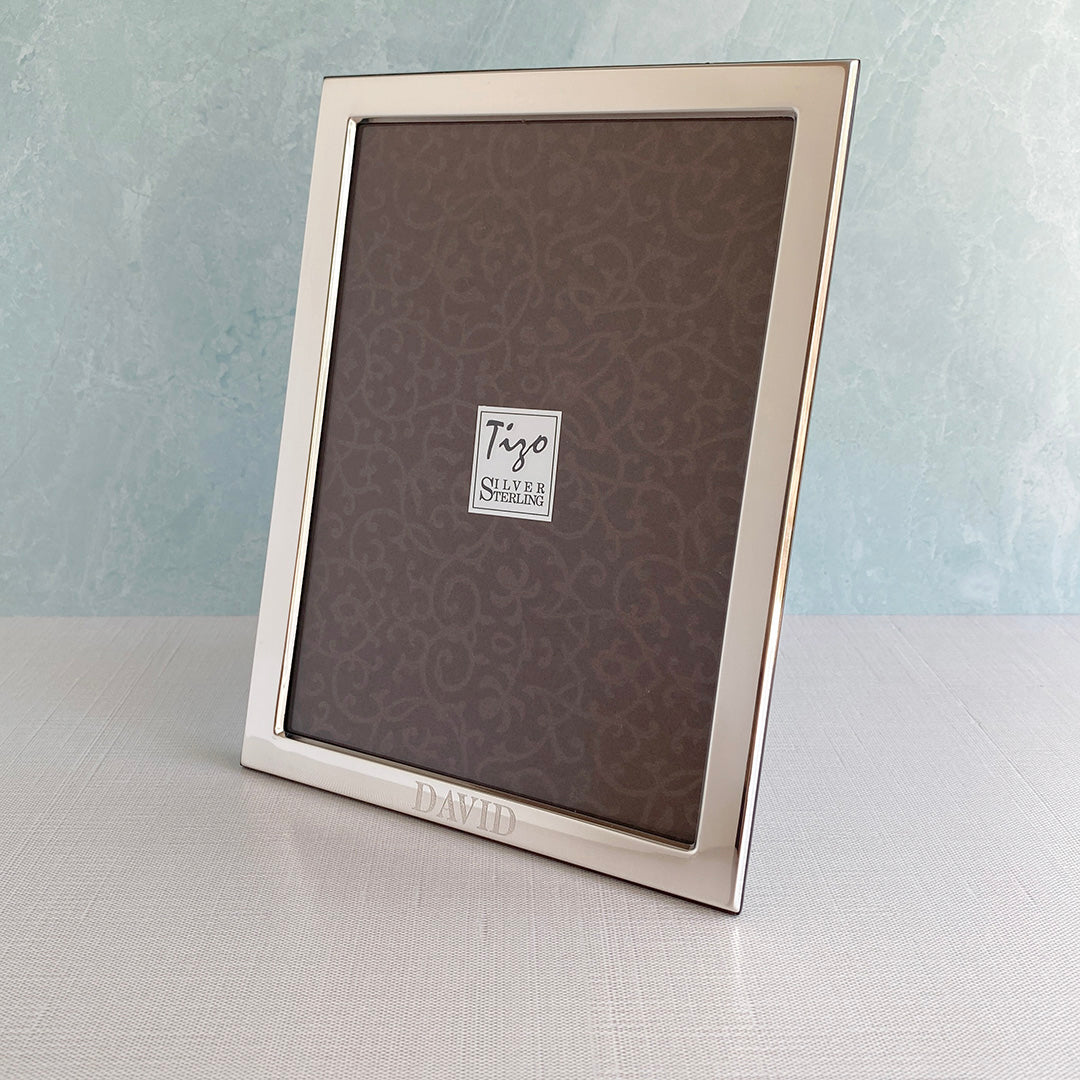 Sterling Silver Flat Plain Picture Frame 5x7 with machine engraving
