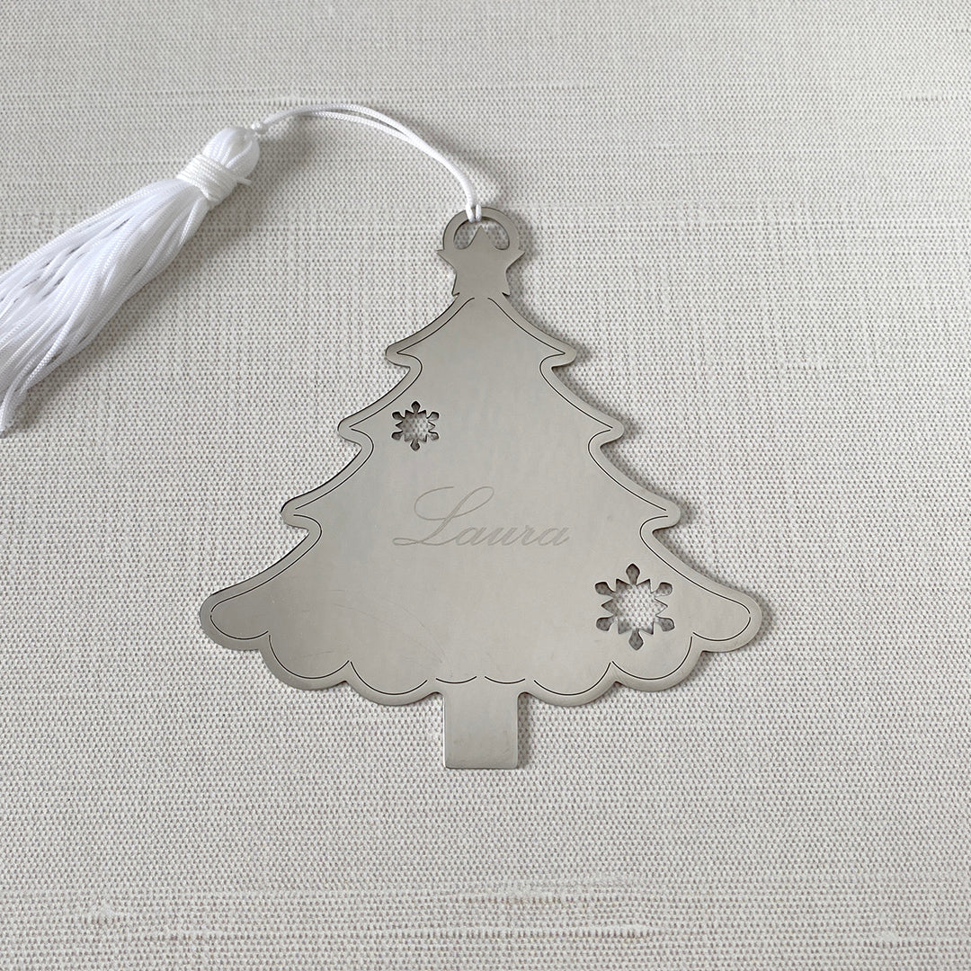 Personalized Holiday Tree Ornament with machine engraving