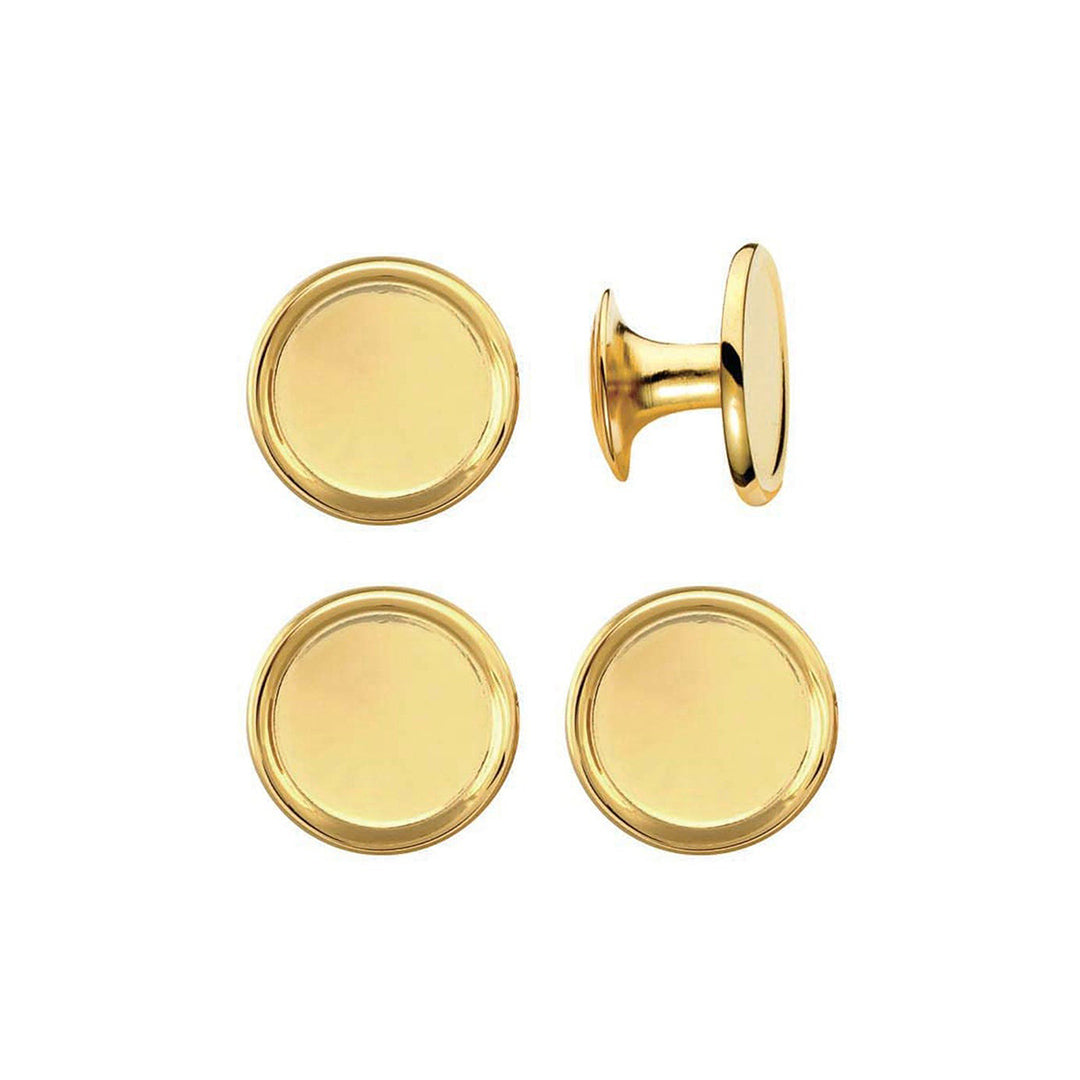 Gold Plated Polished Round Rimmed Shirt Studs