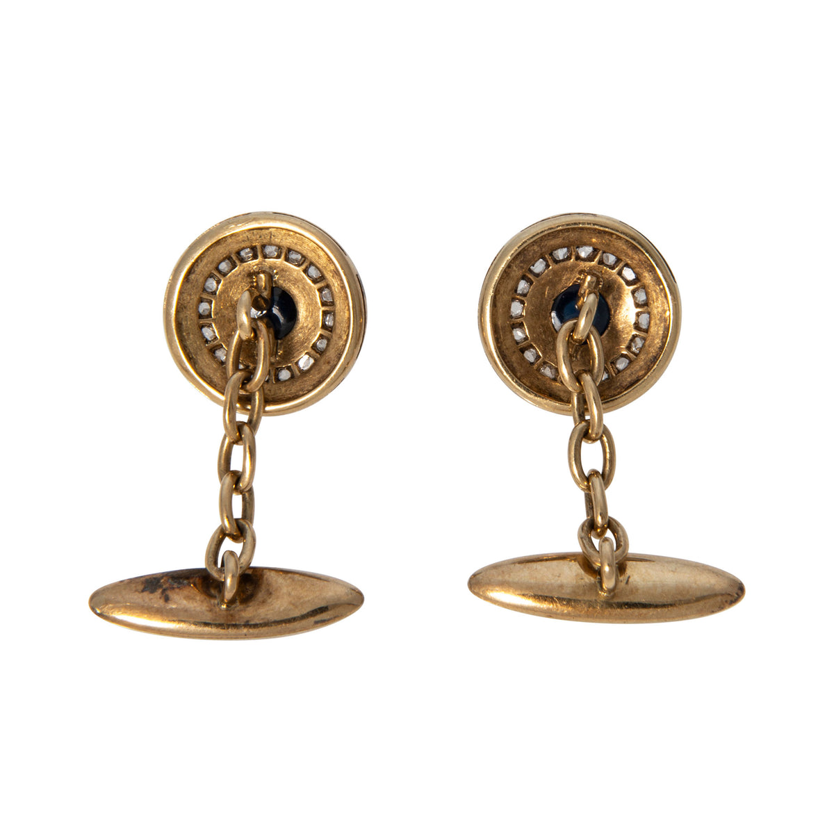 Estate Sapphire & Diamond Platinum 18K Gold Cufflinks