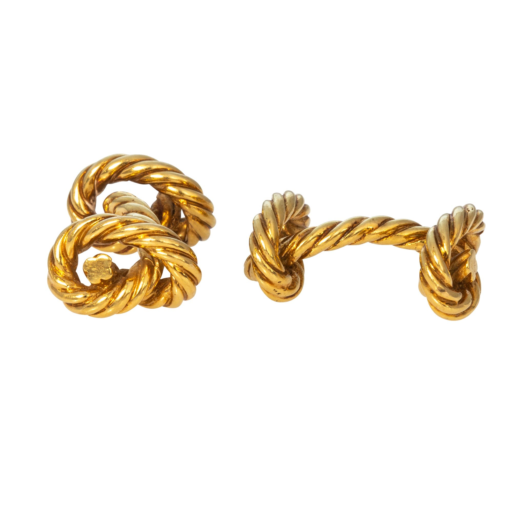 Vintage 18K Yellow Gold Twisted Rope Knot Cufflinks